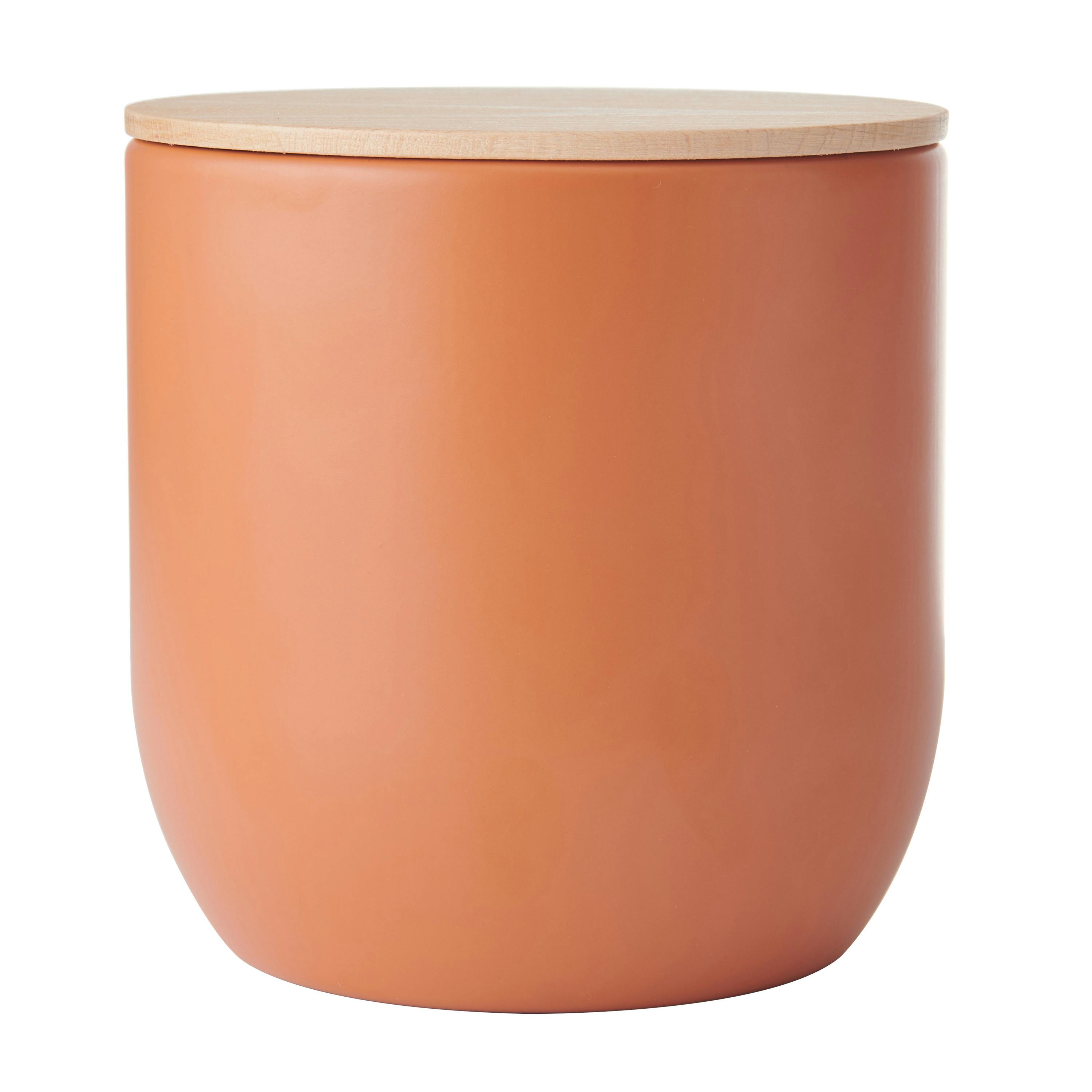 Rackhams Orange Idilica Kitchen Canister With Beechwood Lid, 12 X 12Cm, Terracotta - Carbon Steel - Food Storage