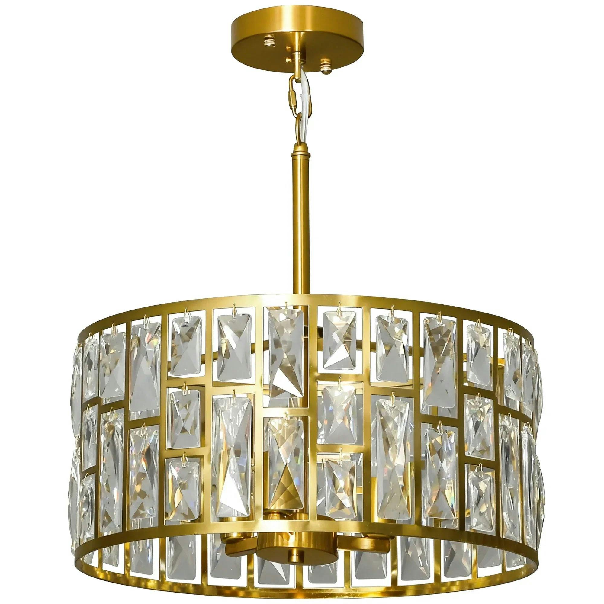 Homcom Unisex Gold Modern Flush Mount Ceiling Light, Crystal Chandelier For Living Room In - Image 6