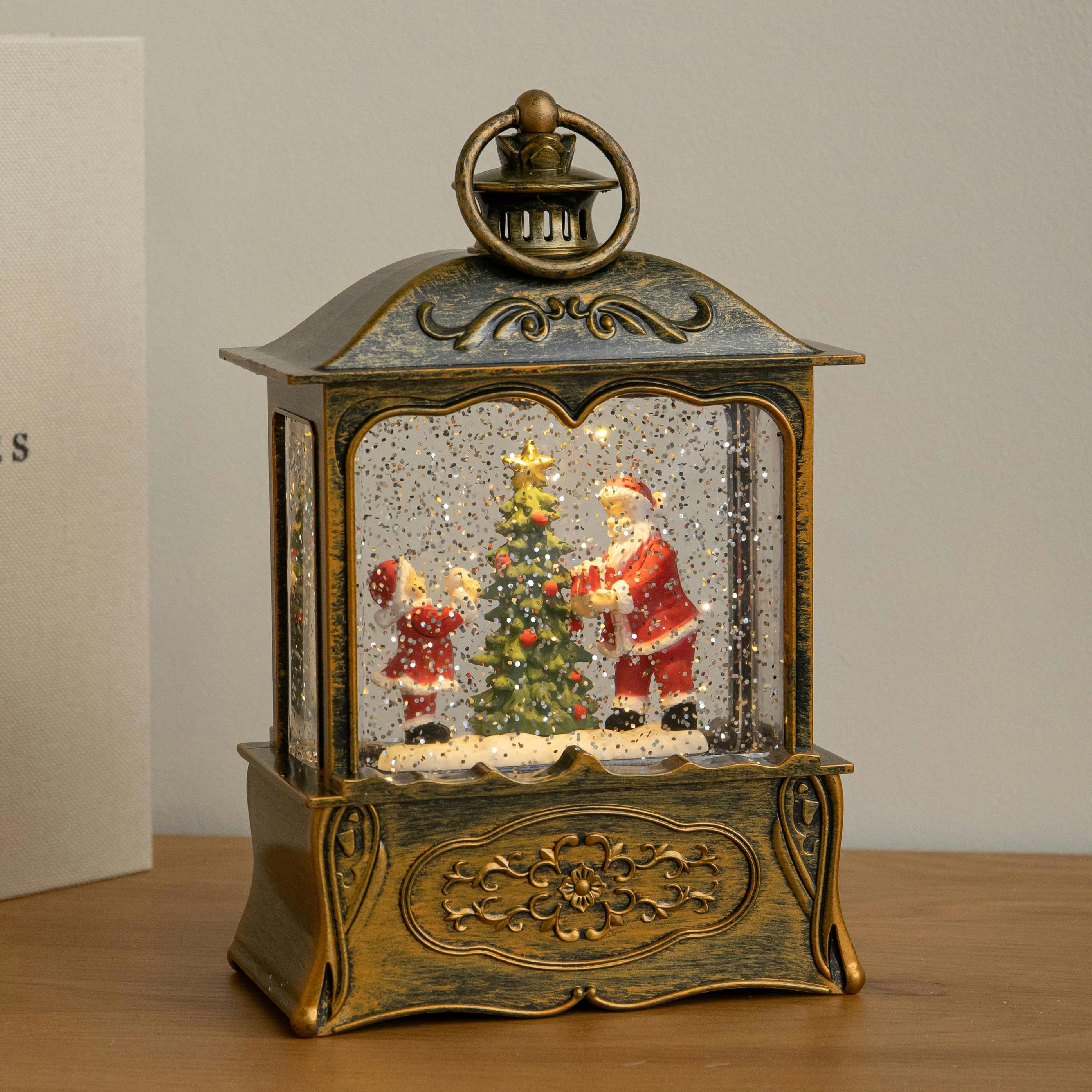 Samuel Alexander 22Cm Gold Santa Christmas Water Spinner Lantern - Gold - Image 3