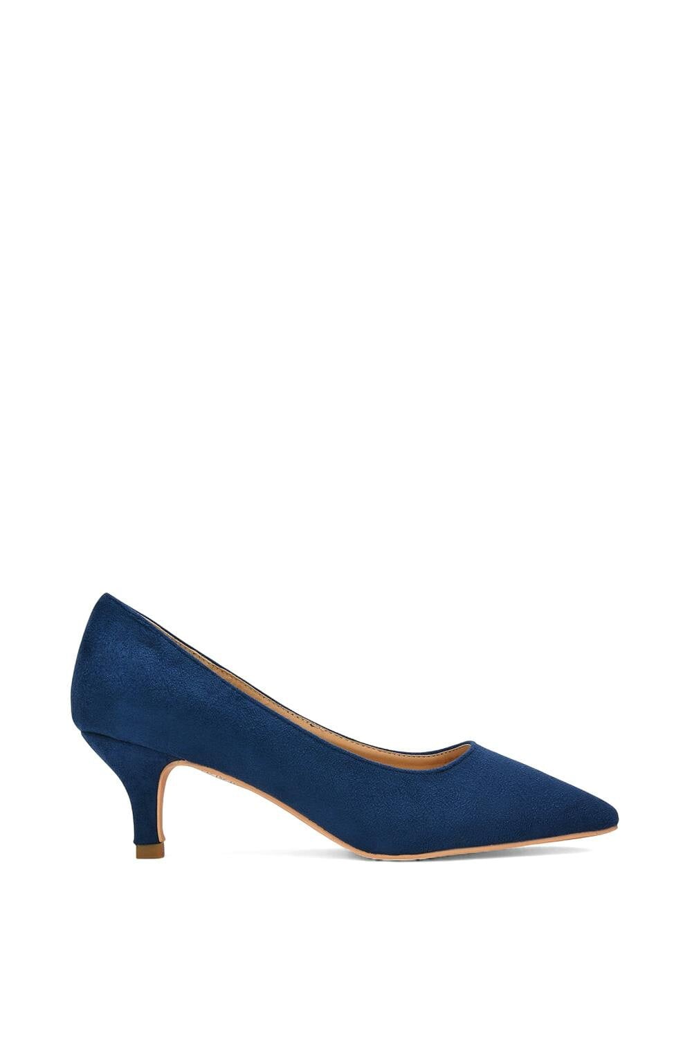 Xy London Women's Pointed Toe Low Stiletto Kitten High Heel Court Shoes - Navy - 8