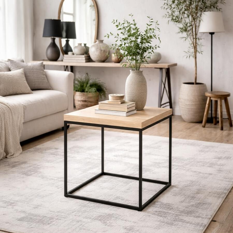 Rackhams Black Hazelmere Travertine Coffee Table Metal Legs