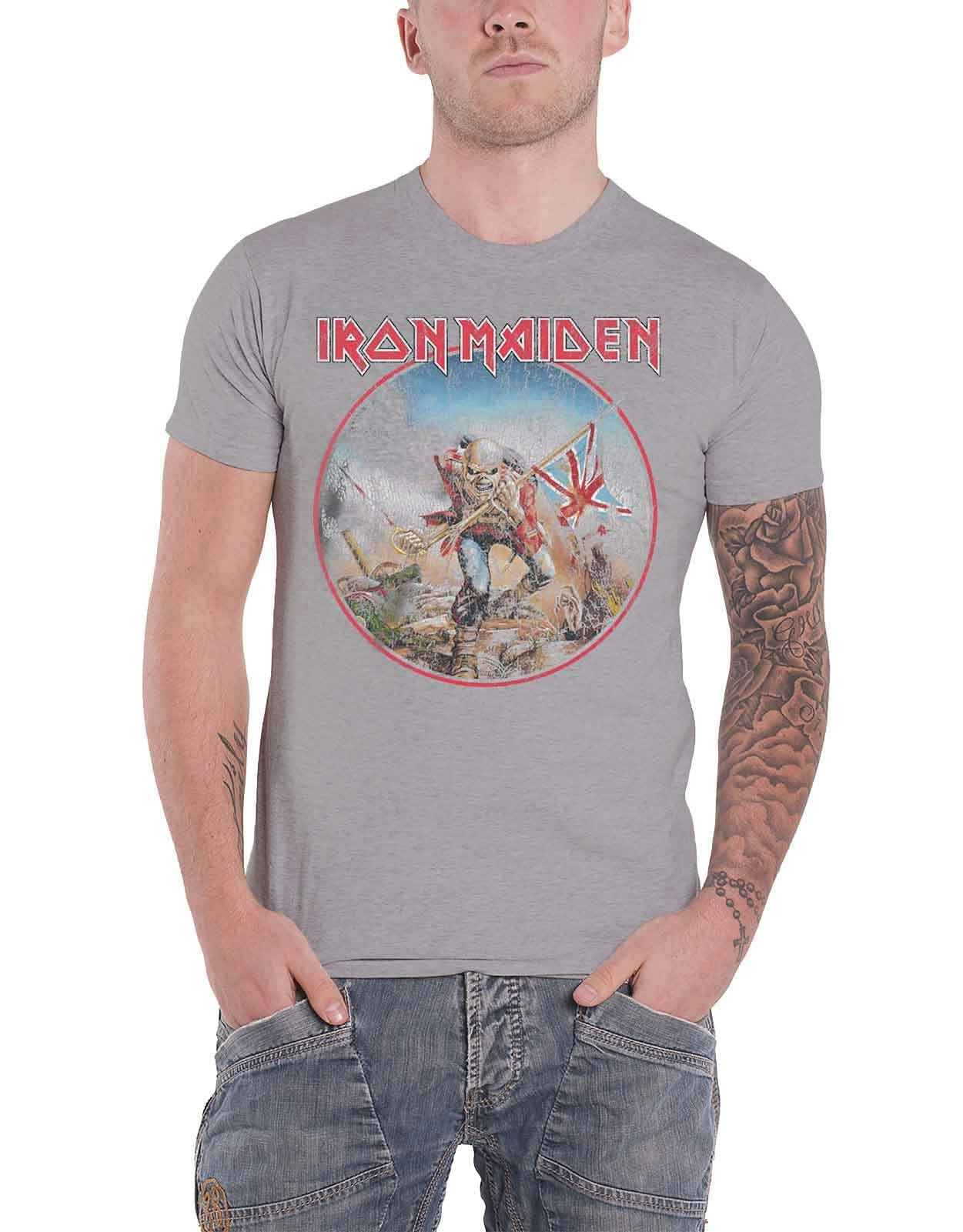 Paradiso Clothing Unisex Grey Iron Maiden Trooper Vintage Circle T Shirt - Xxl