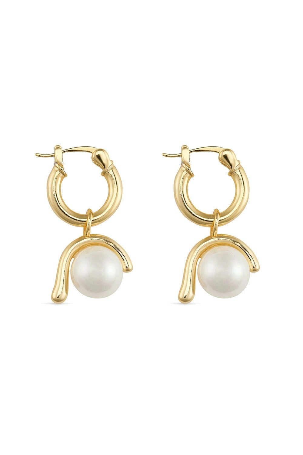 Elk & Bloom Gold Chunky 14K Plated Pearl Hoops - No Thank You