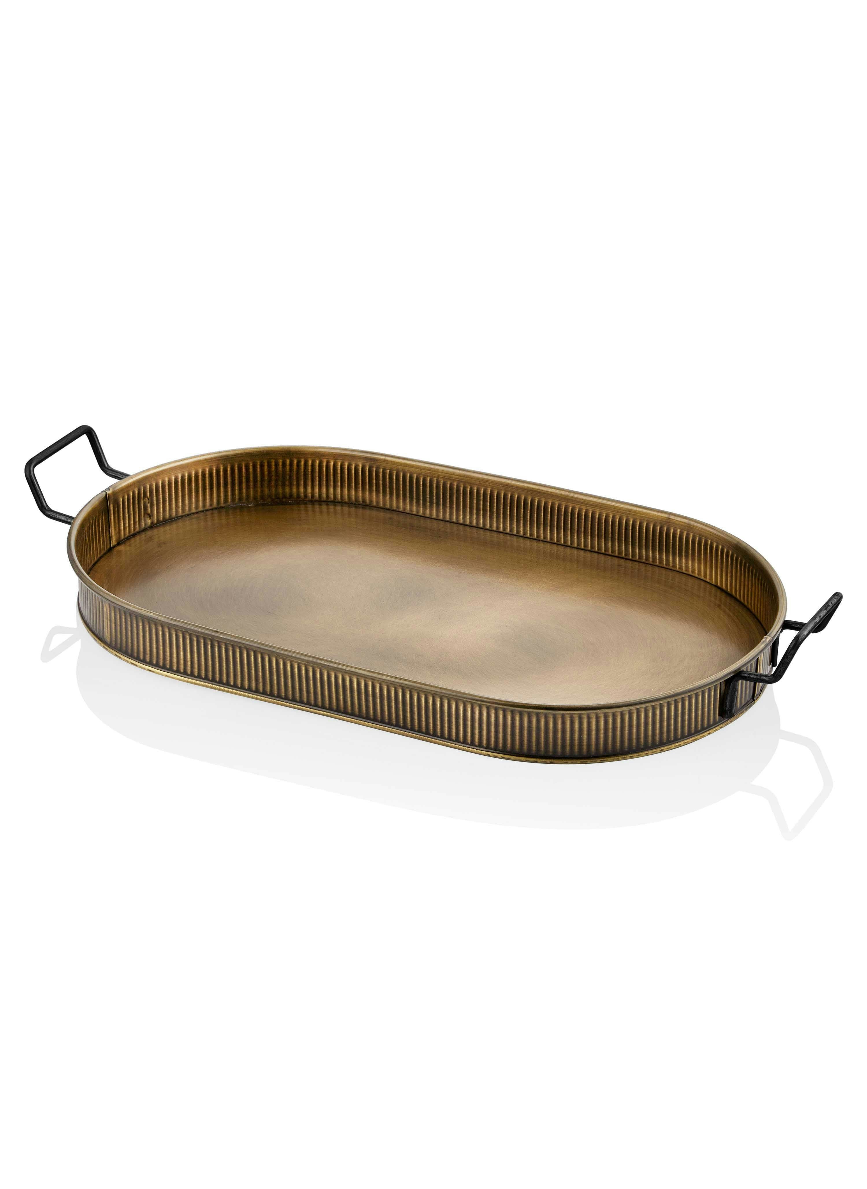 Rozi Gold Oval Serving Tray - 66 Cm (W) X 32 Cm (D) X 5 Cm (H)