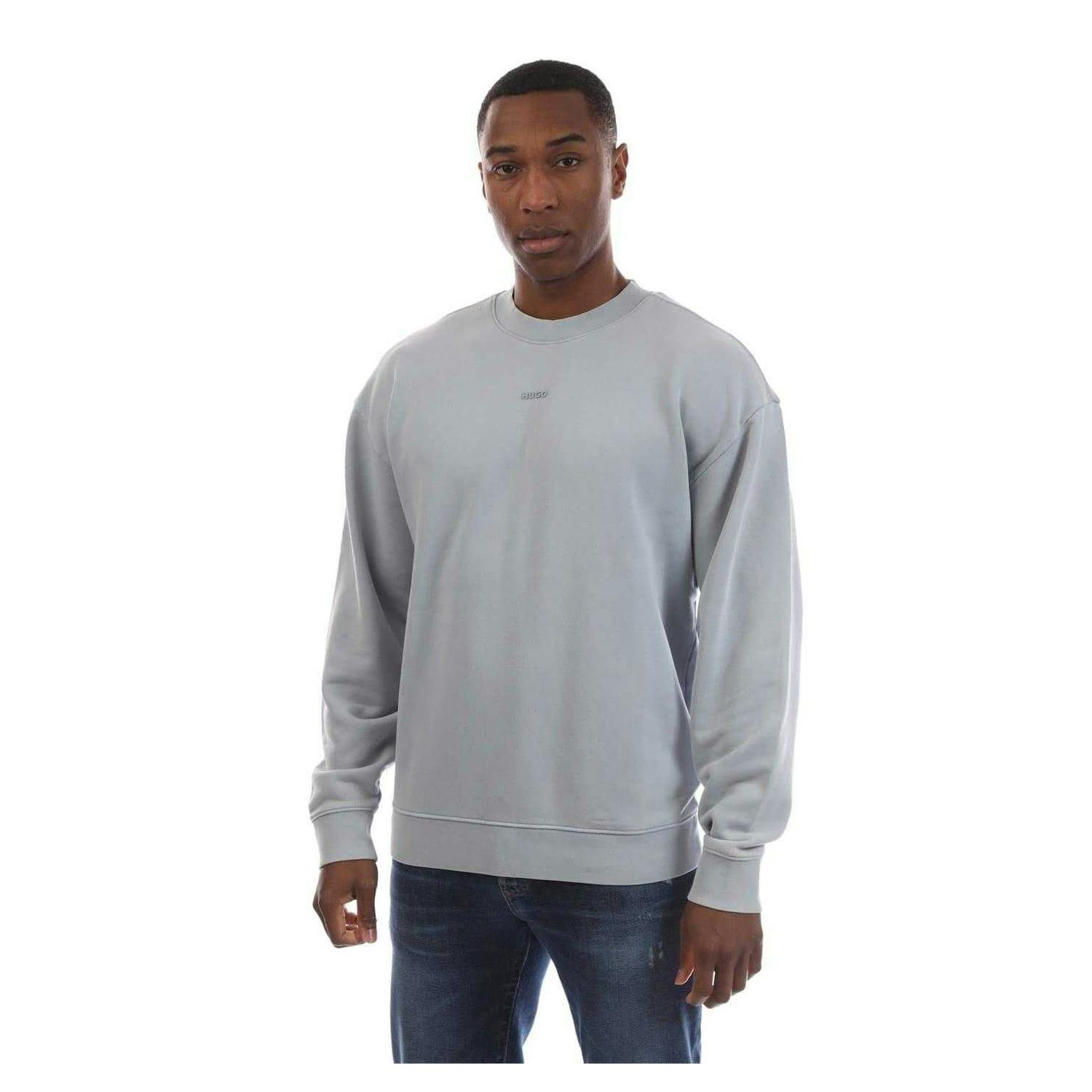 Hugo Men's Blue Drop Shoulder Long-Sleeved Sweatshirt - S - 100% Mixed