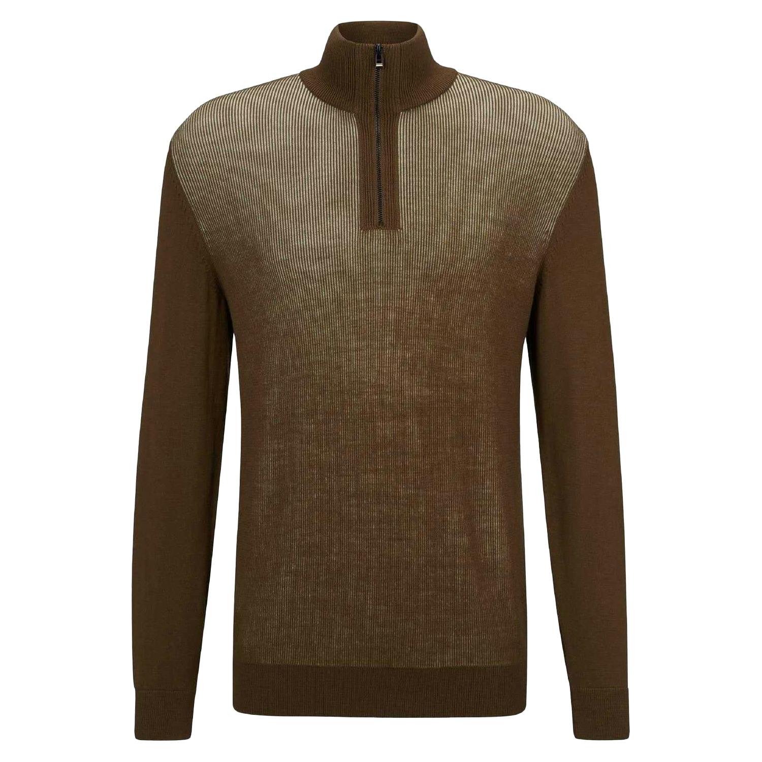 Boss Men's Green Funnel Neck Regular Sweater Top - S - 100% Mixed