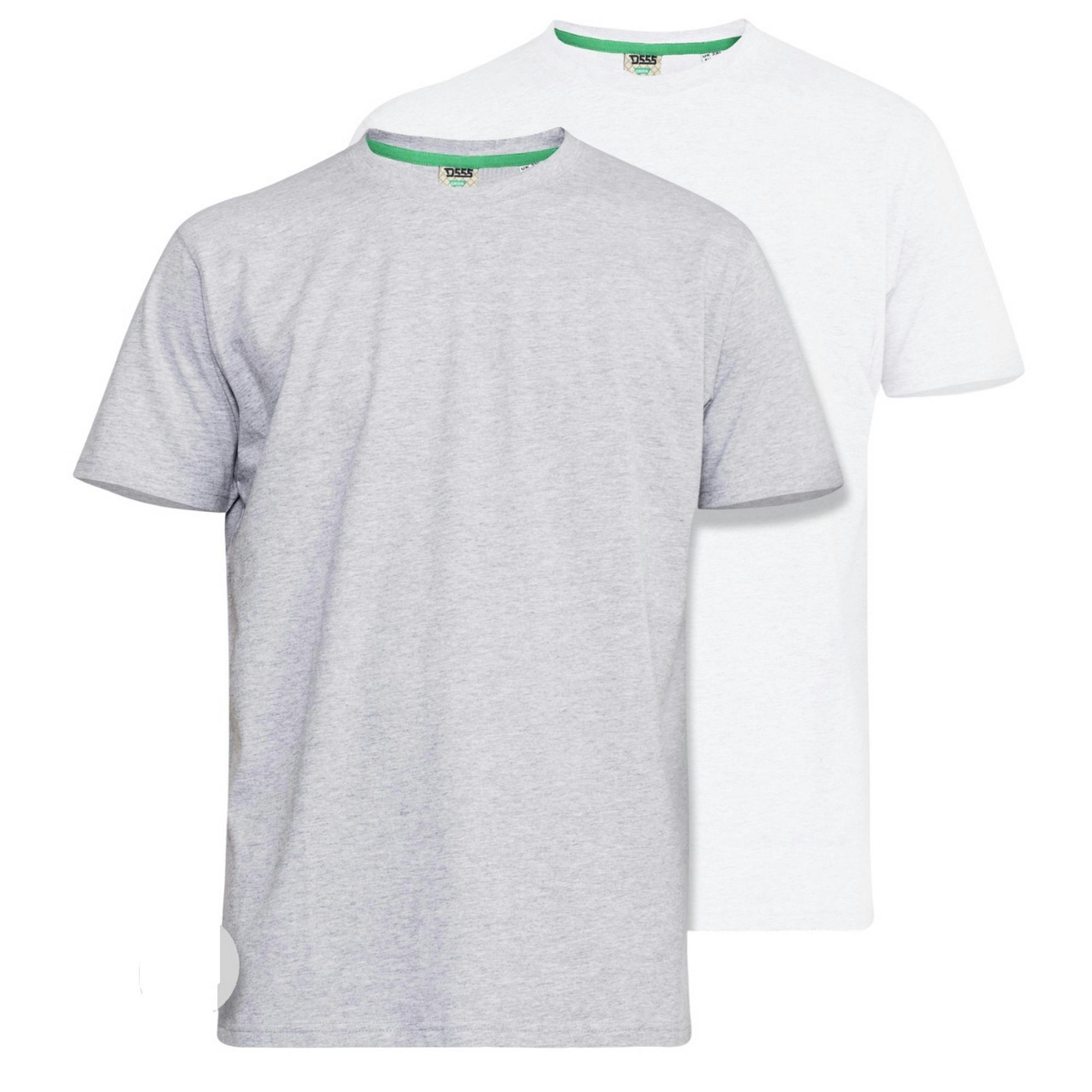 Duke Men's Grey/White D555 Fenton Kingsize T-Shirt (Pack Of 2) - 2XL