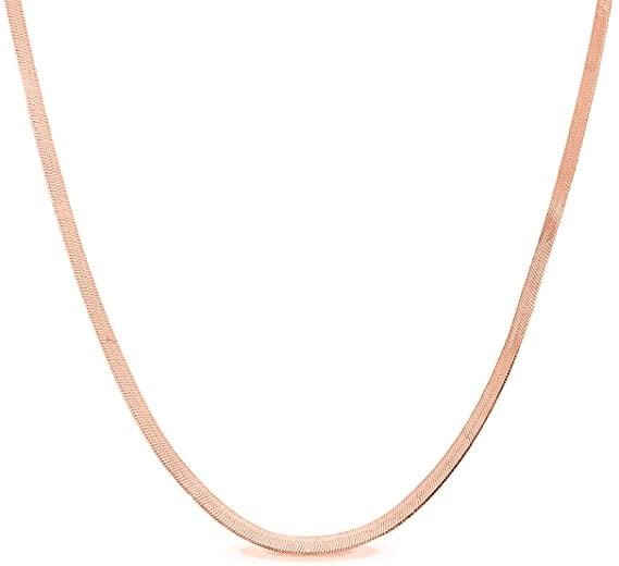 Spero London Silver/Gold Large Herringbone Sterling Flat Snake Chain - Rose - Rose