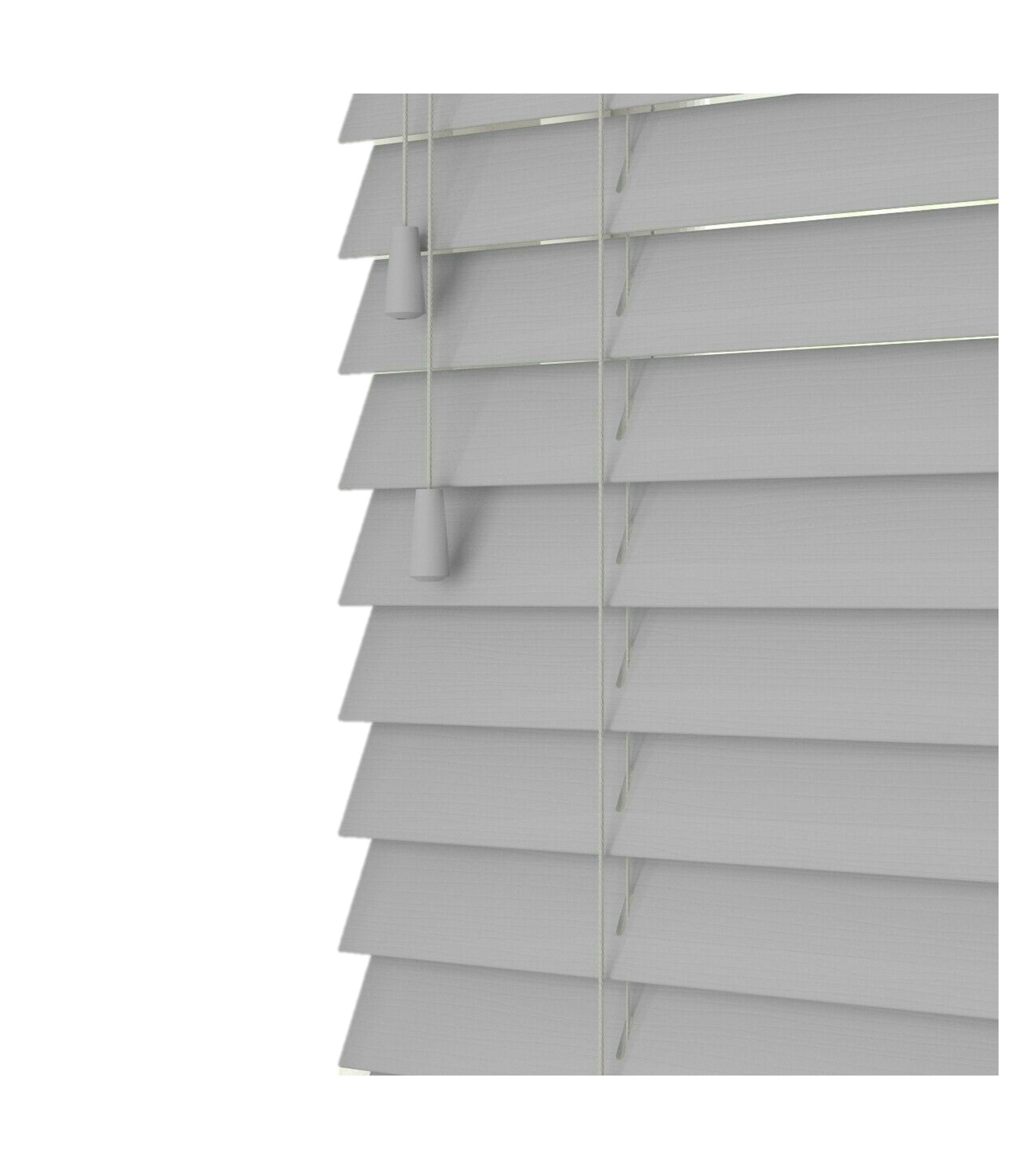 Newedgeblinds Grey Dove Smooth Finish Faux Wood Venetian Blinds With Strings (130Cm Drop) - 190Cm