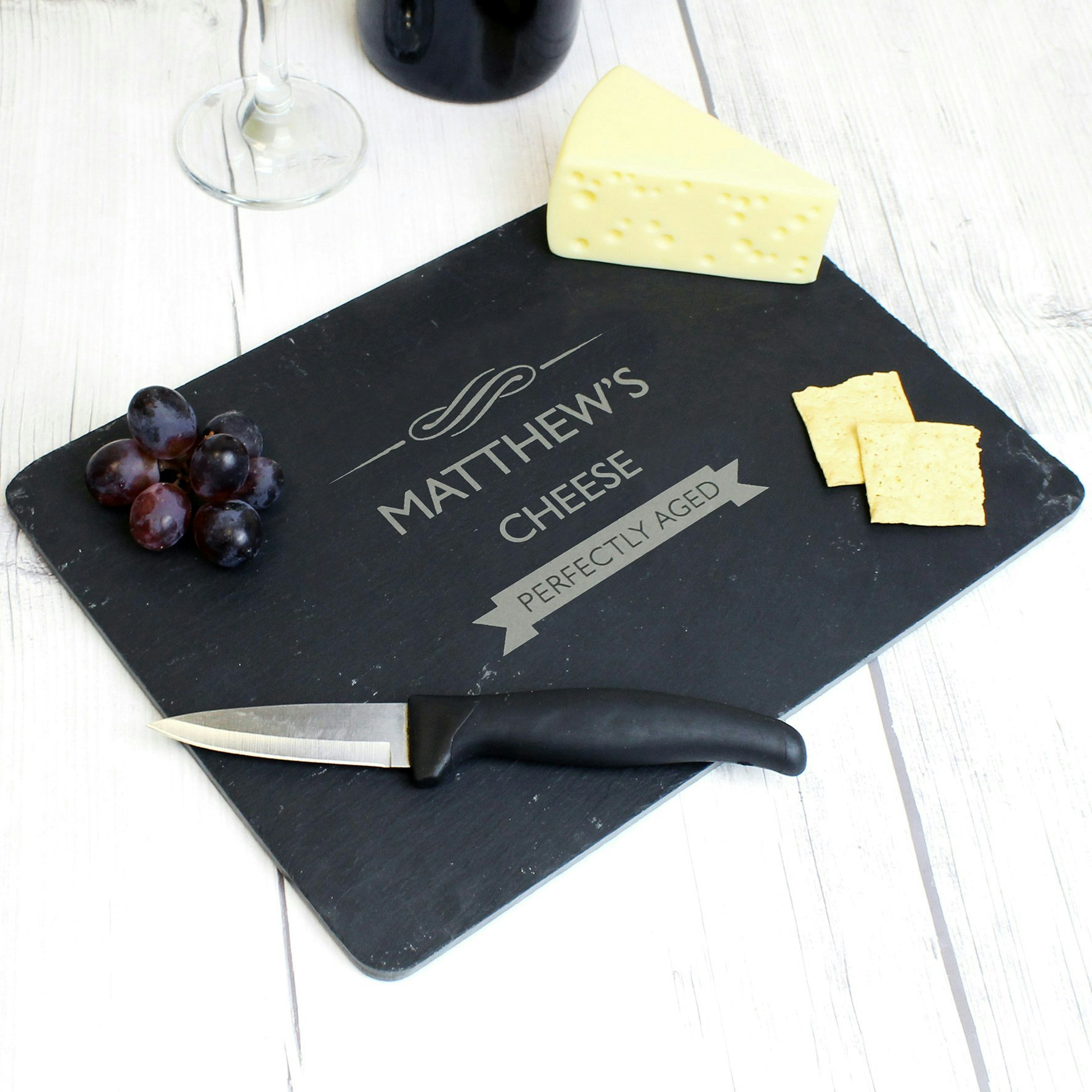 Personalised Memento Company Gold Personalised Perfectly Aged Slate Cheese Board