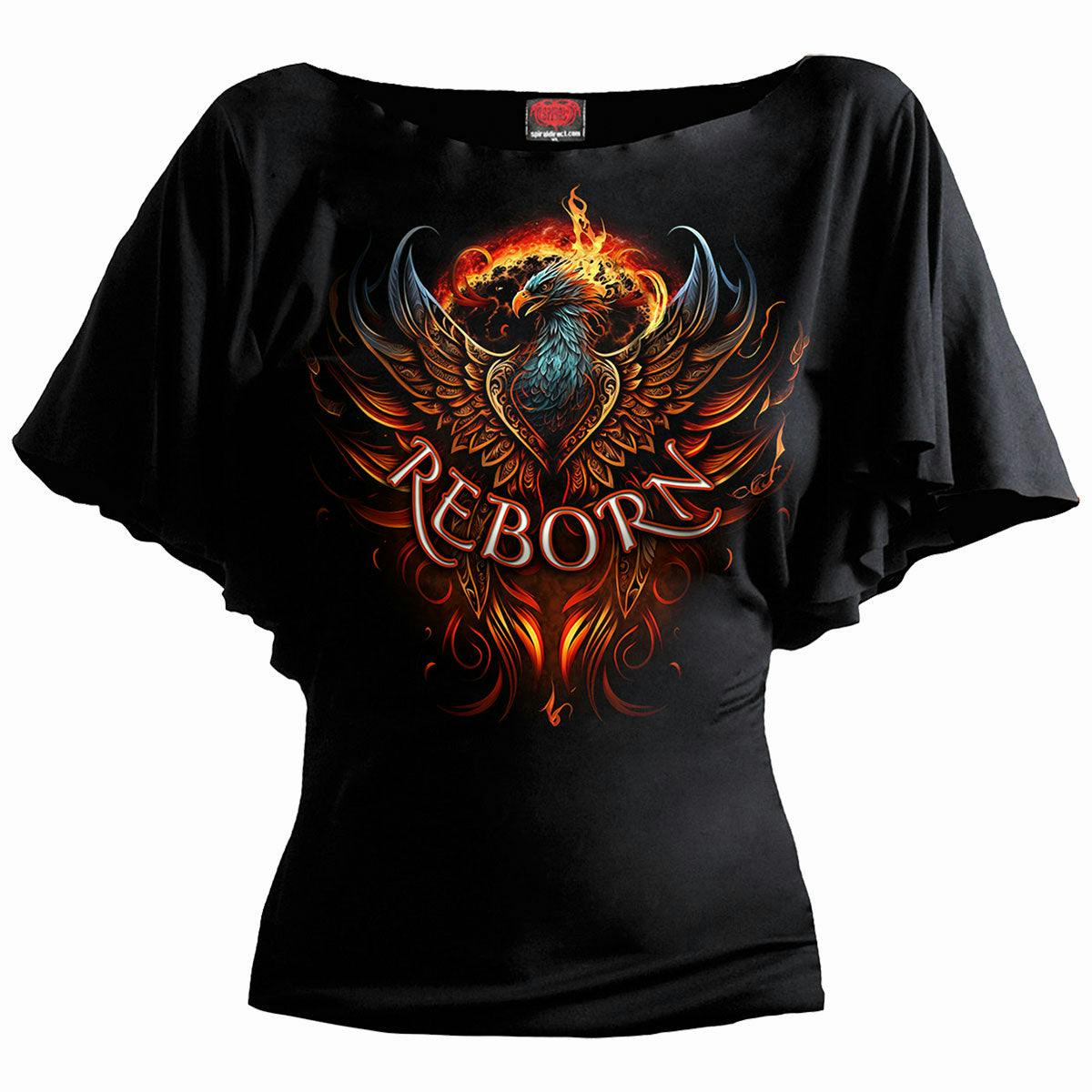 Spiral Direct Black Ashes Reborn - Boat Neck Bat Sleeve Top - 4XL - Digital - Digital