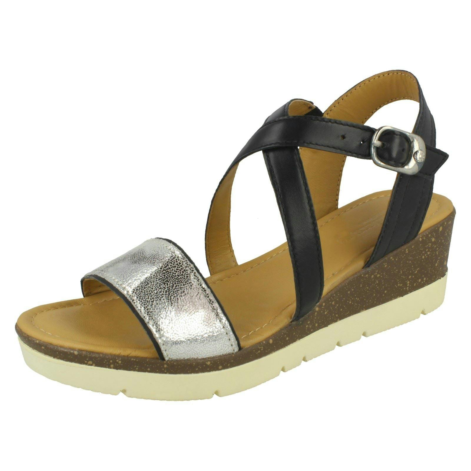 Padders Women's Black Wedge Heeled Sandals Primrose - Uk 4.5