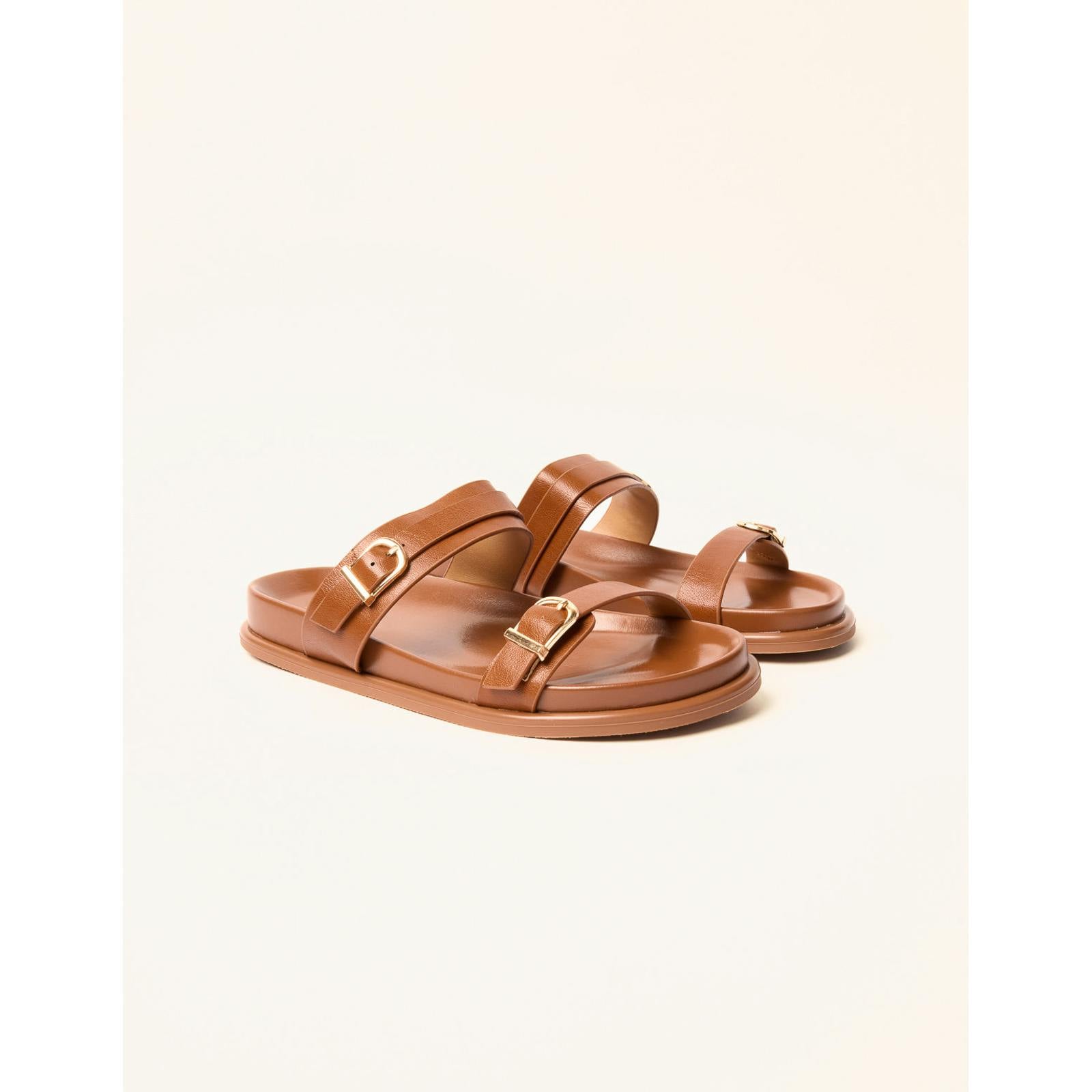 Blue Vanilla Buckled Strap Sandals - Uk 5 - Camel
