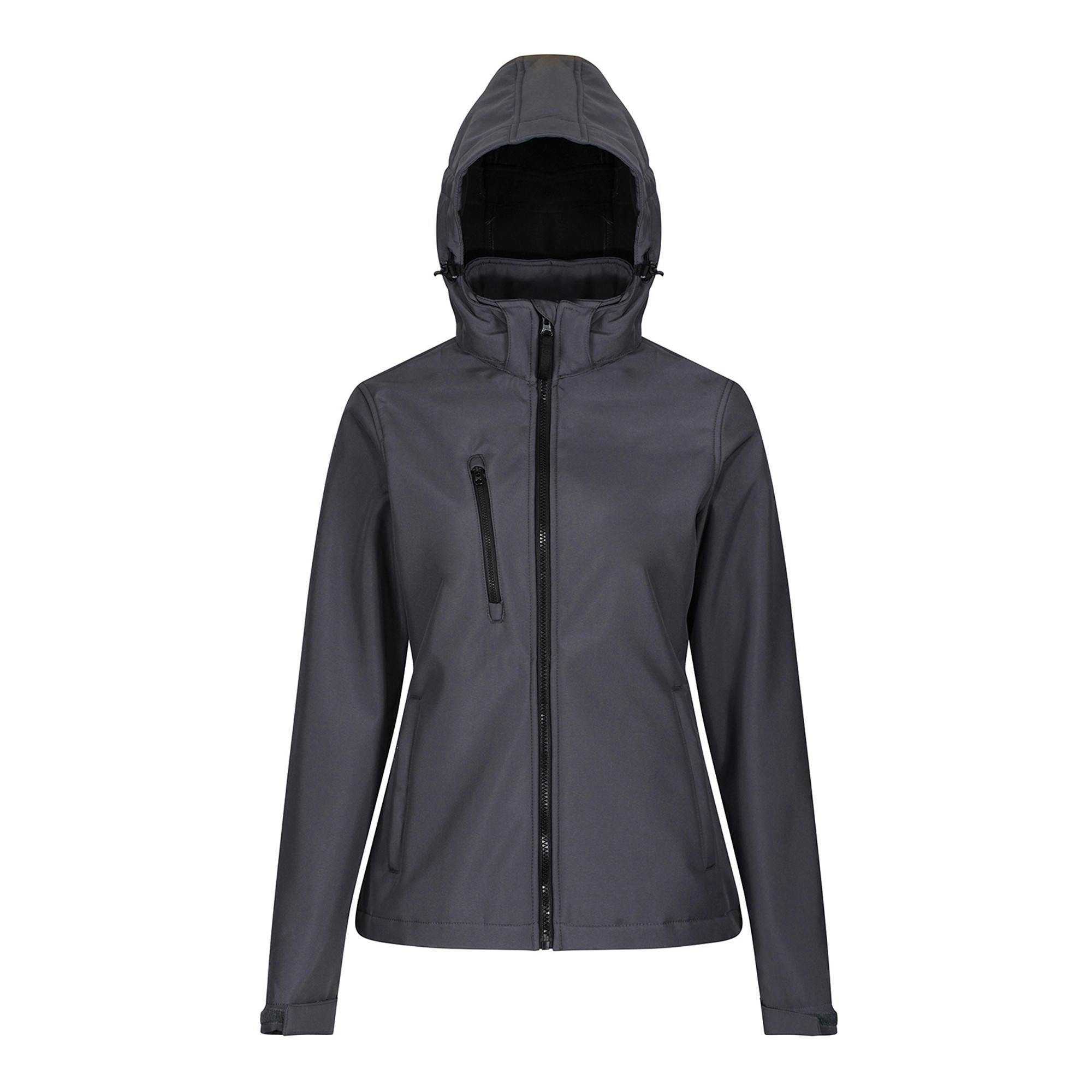 Regatta Women's Grey/Black Venturer 3 Layer Hooded Soft Shell Jacket - Seal - 10 Uk - Seal - 100% Polyester