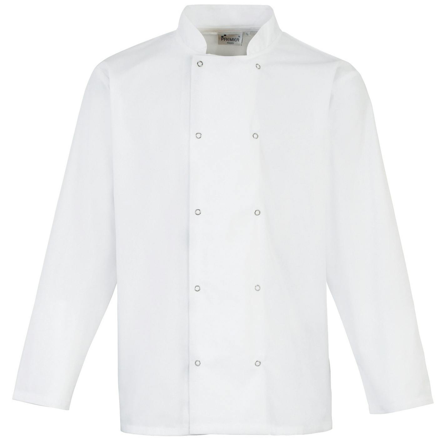 (Xl, White) Premier Studded Front Long Sleeve Chefs Jacket / Chefswear (Pack Of 2) - Image 2