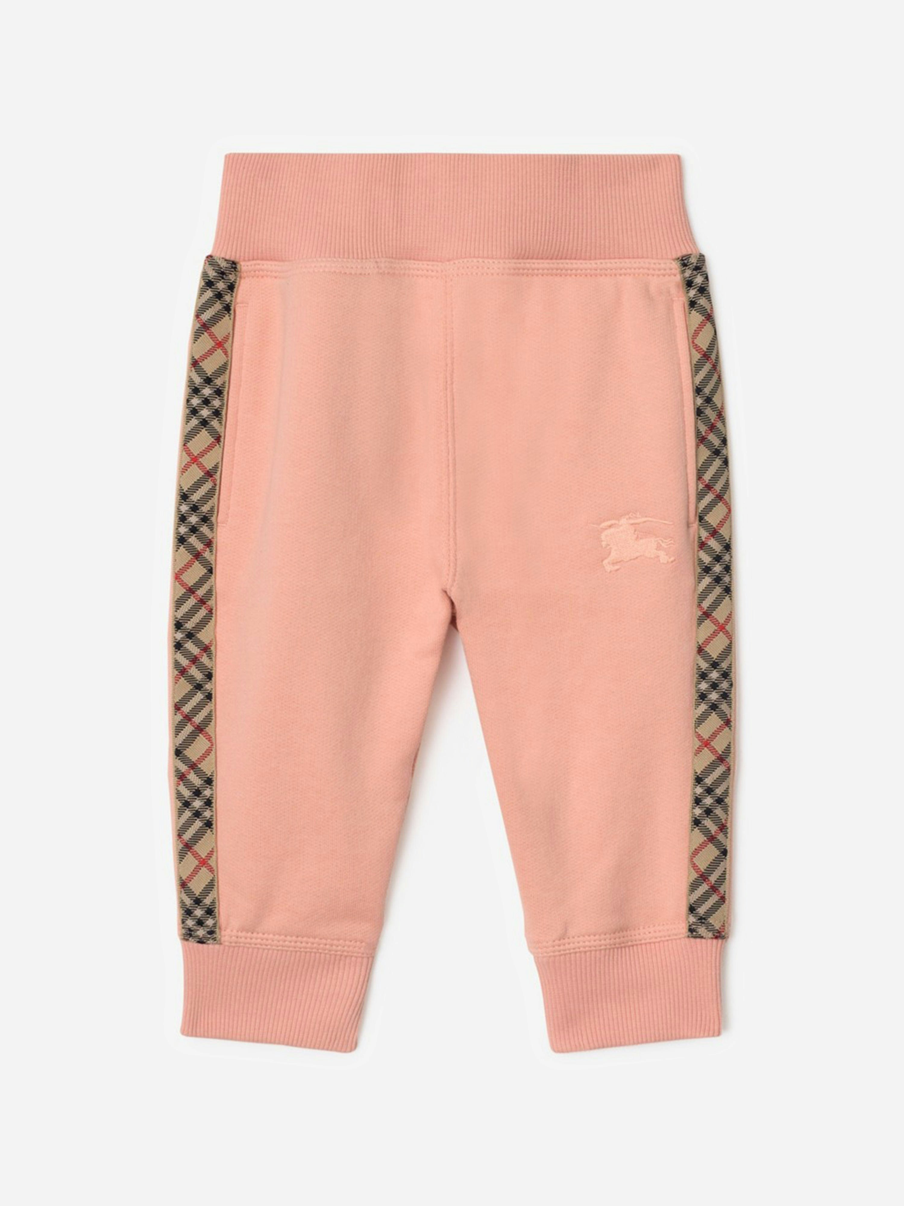 Burberry Kids Girls Pink Burberry Baby Mini Jackson Check Tape Joggers In - 18 Mths