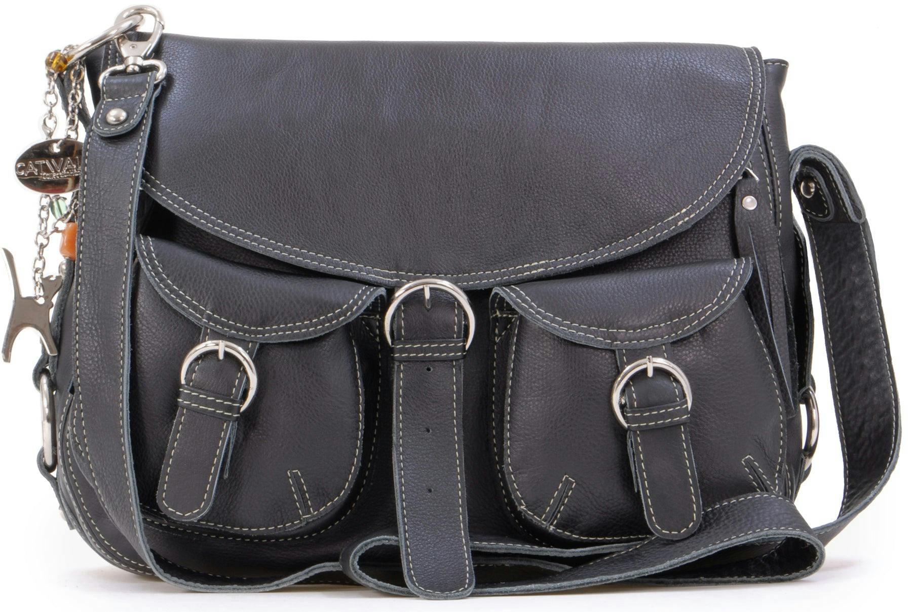 Catwalk Collection Handbags Black Courier - Crossbody Bag