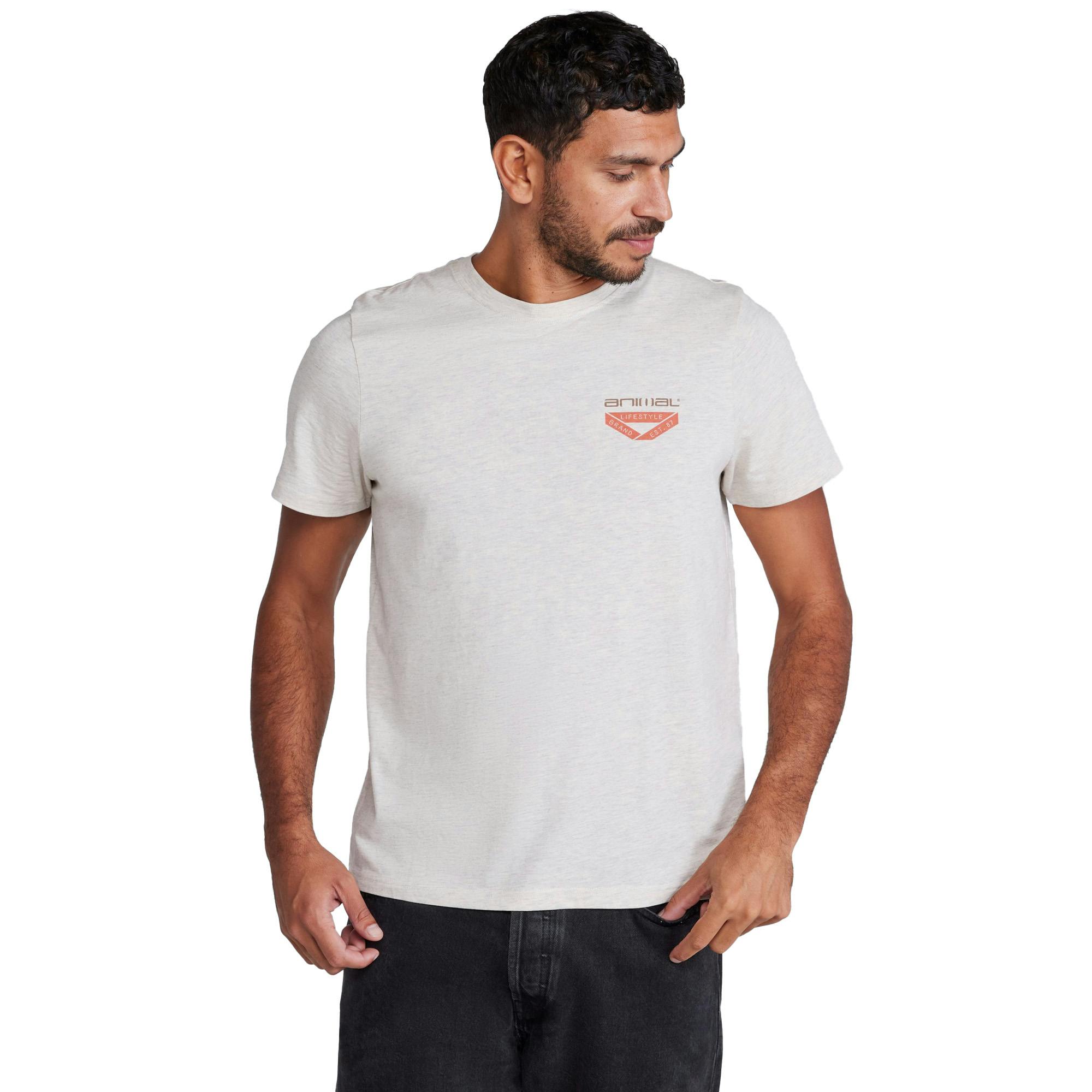 Animal Men's Light/Beige Jacob Relaxed Fit T-Shirt - S - 100% Organic Cotton