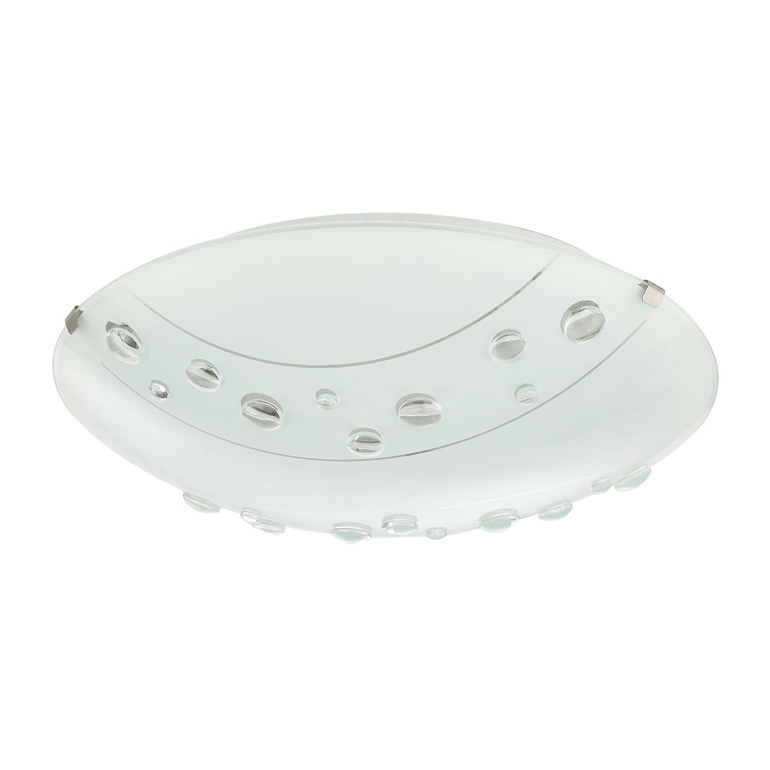 Rackhams White/Light Contemporary Circular Opal Glass Flush Ceiling With Crystal Buttons 8Cm