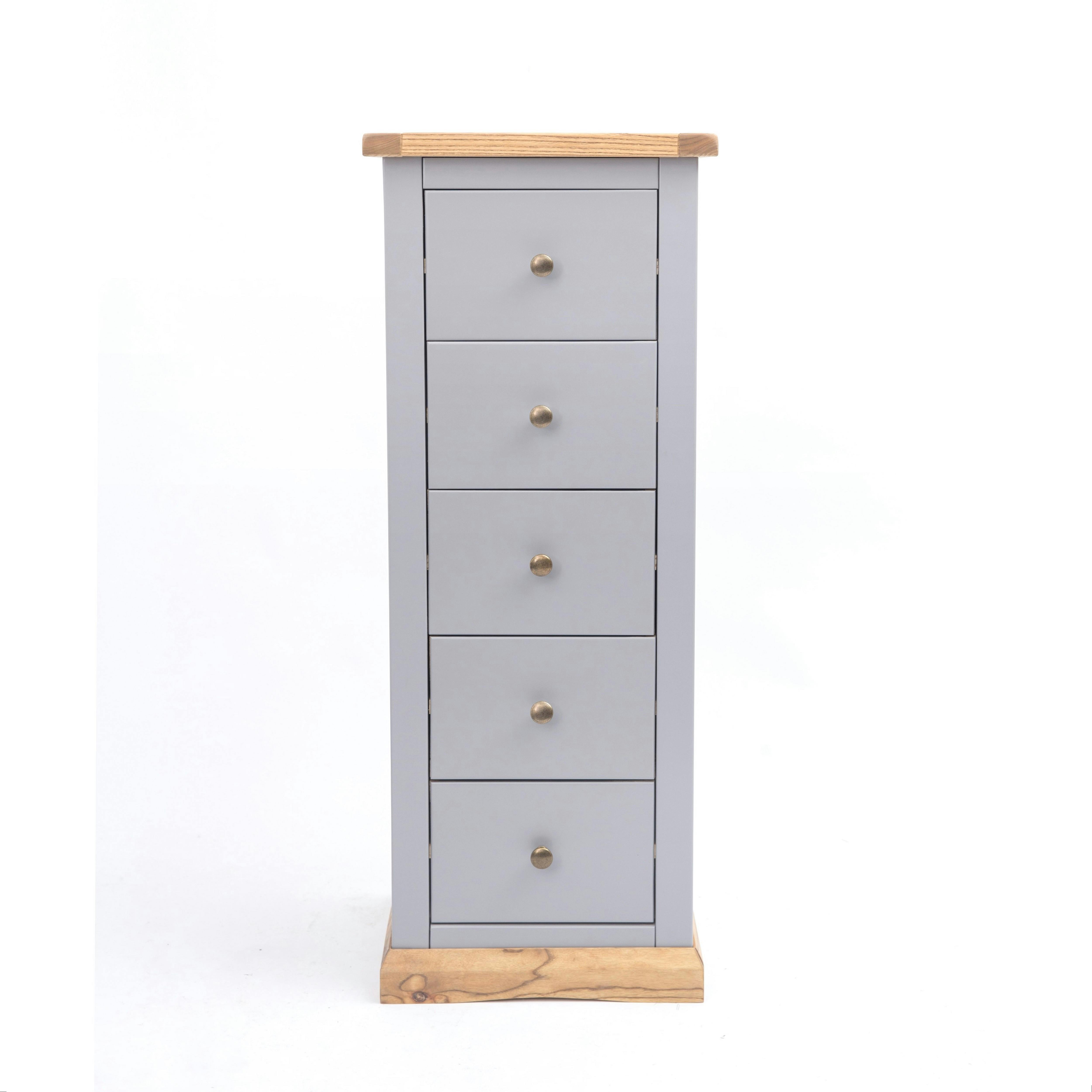 Cabinet Bits Grey Bicarri 5 Drawer Narrow Chest Of Drawers Brass Knob