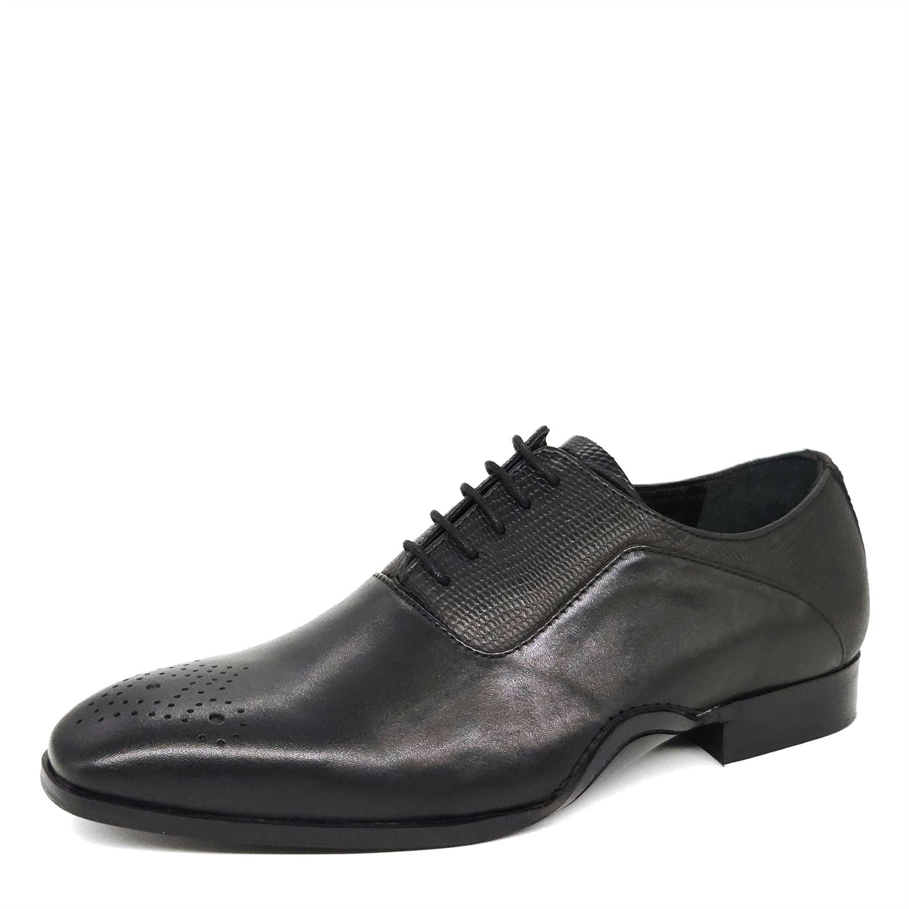 Hx London Men's Black Hillingdon Textured Oxford Shoes - 7 Uk