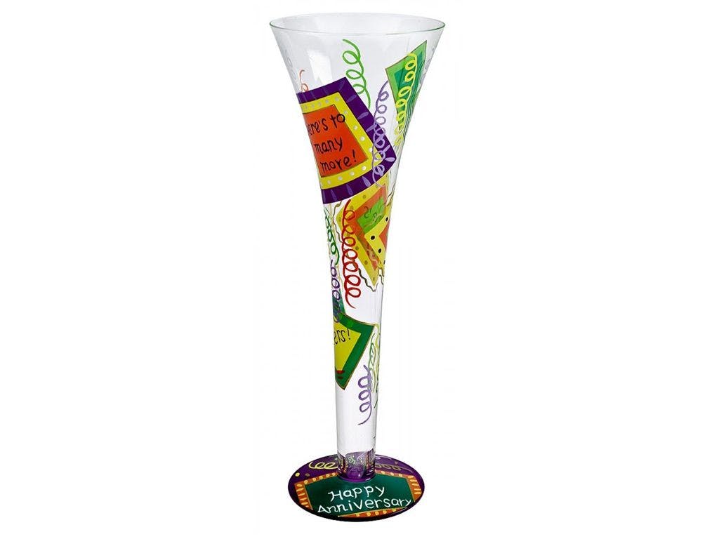Rackhams "Happy Anniversary" Hand Decorated Wine Glass