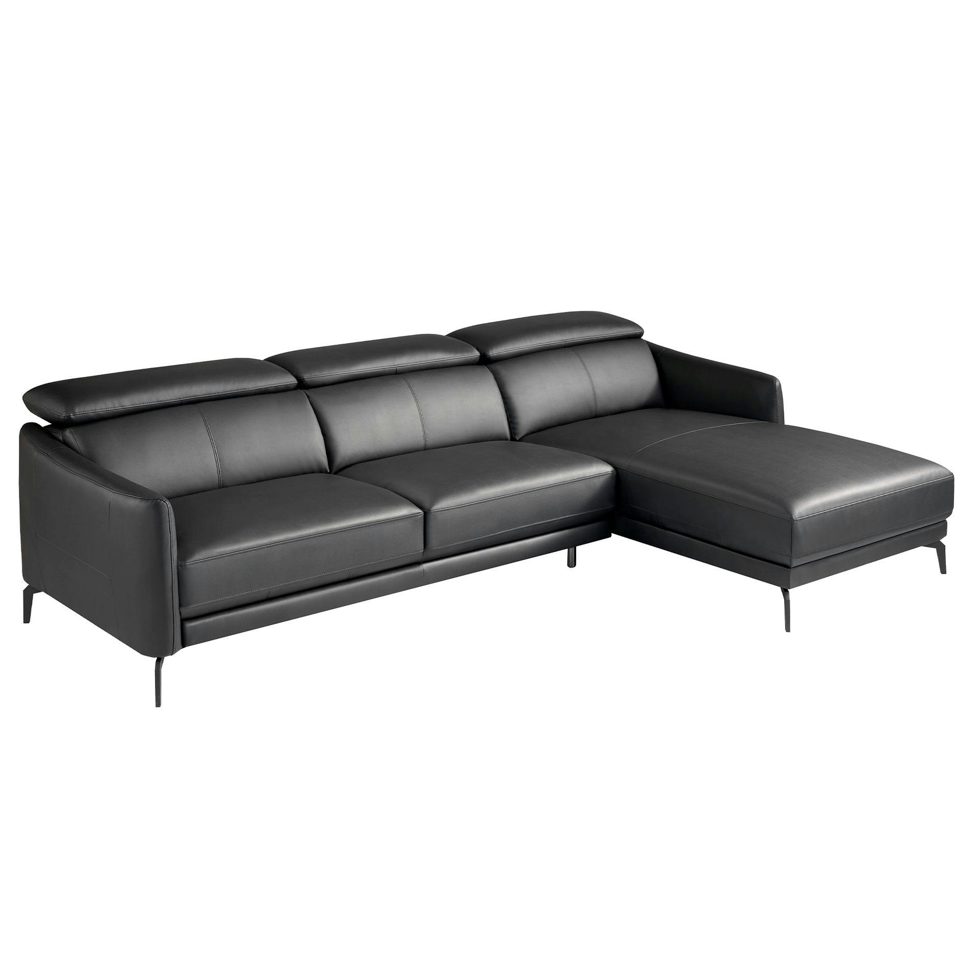 Angel Cerdá Black Corner Sofa In Leather 6040/6041 - Left