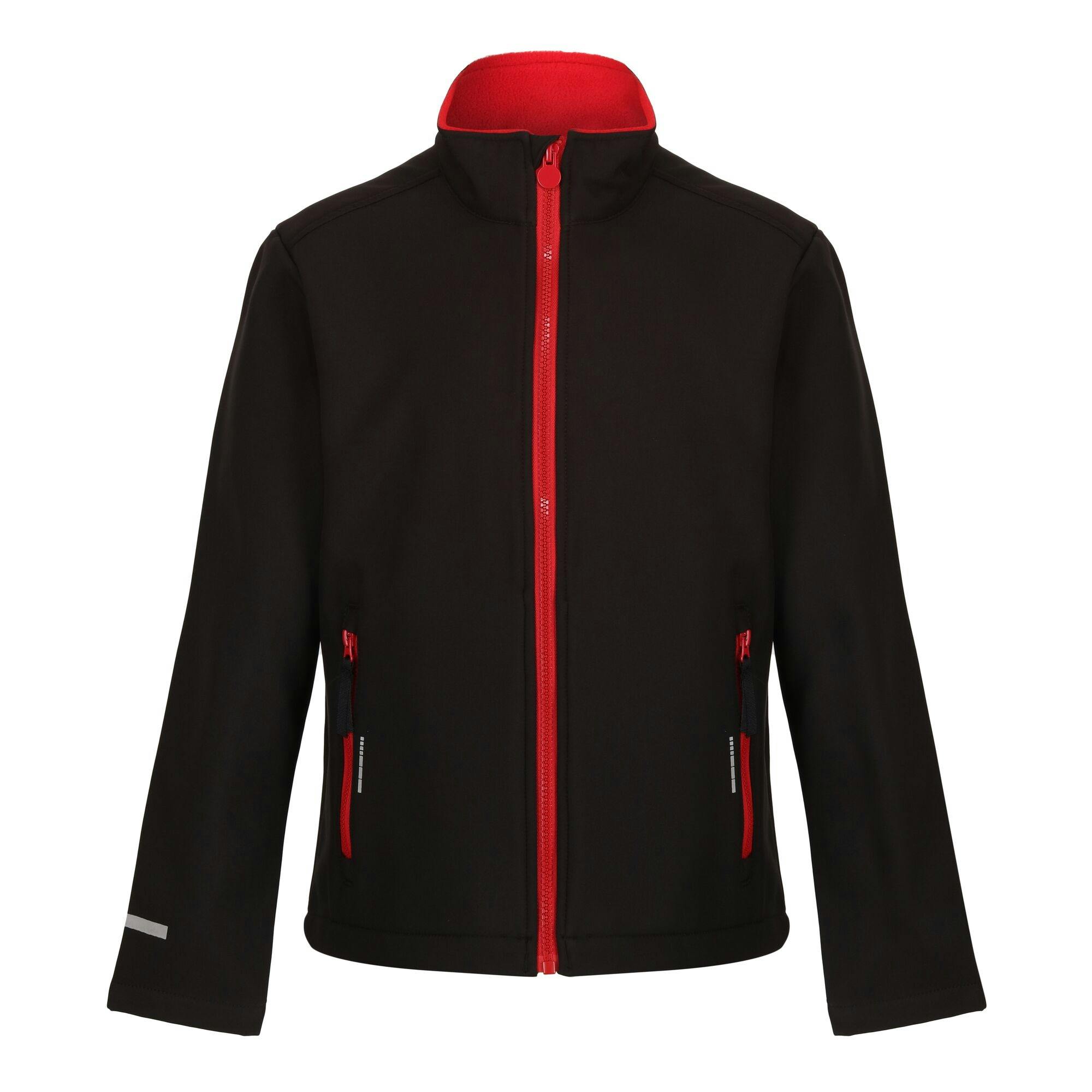 Regatta Black/Red Professional Kids 2 Layer Soft Shell Jacket - /Classic - 5-6 Years - /Classic - 100% Polyester