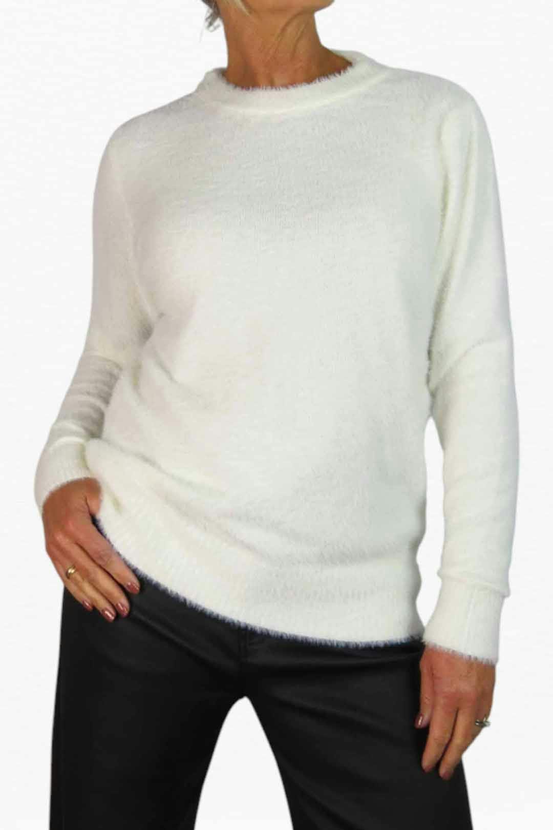 Paulo Due Women's Cream Textured Crew Neck Jumper - 14-18