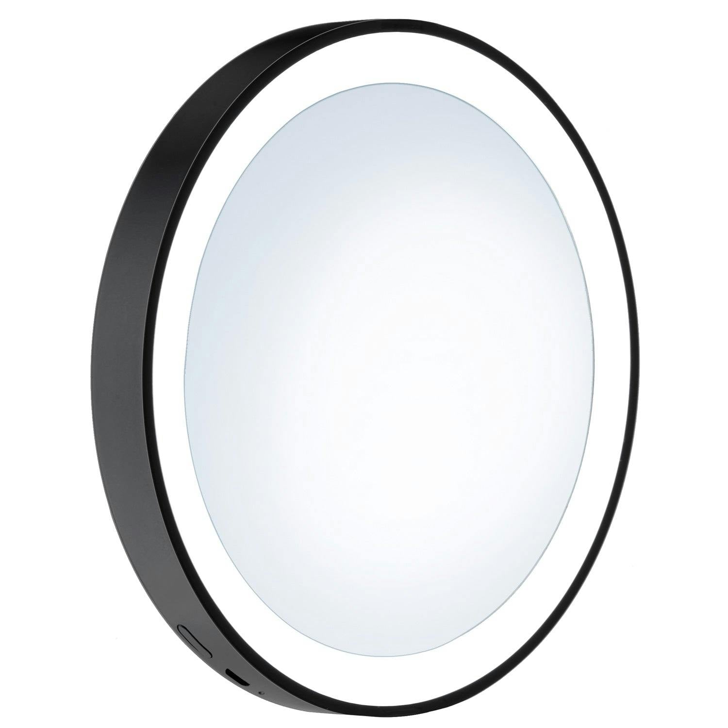 Smedbo Black Matt Led Mirror With Suction Cups, 7X Magnification, Usb Rechargeable Battery For Bathroom Makeup Or Shaving
