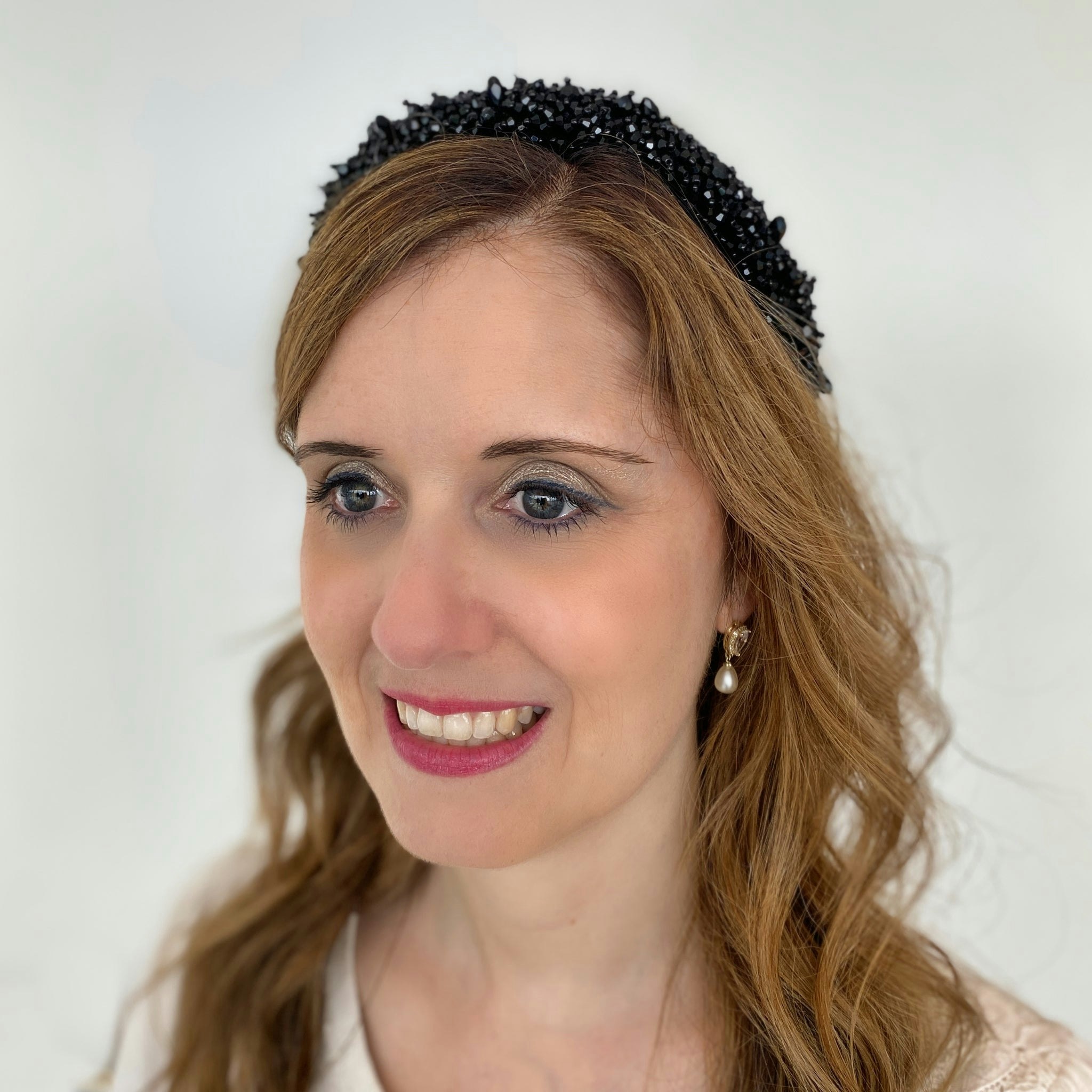 Queenmee Accessories Black Beaded Headband Headpiece