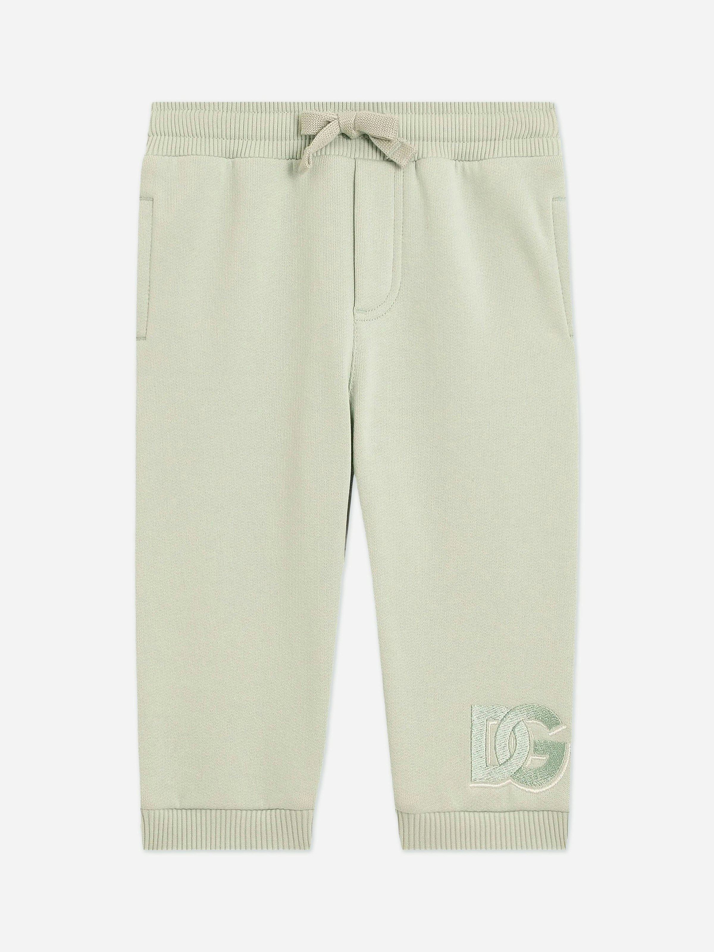 Dolce & Gabbana Kids Boys Green Dolce & Gabbana Baby Logo Joggers In - 18 - 24 Mths