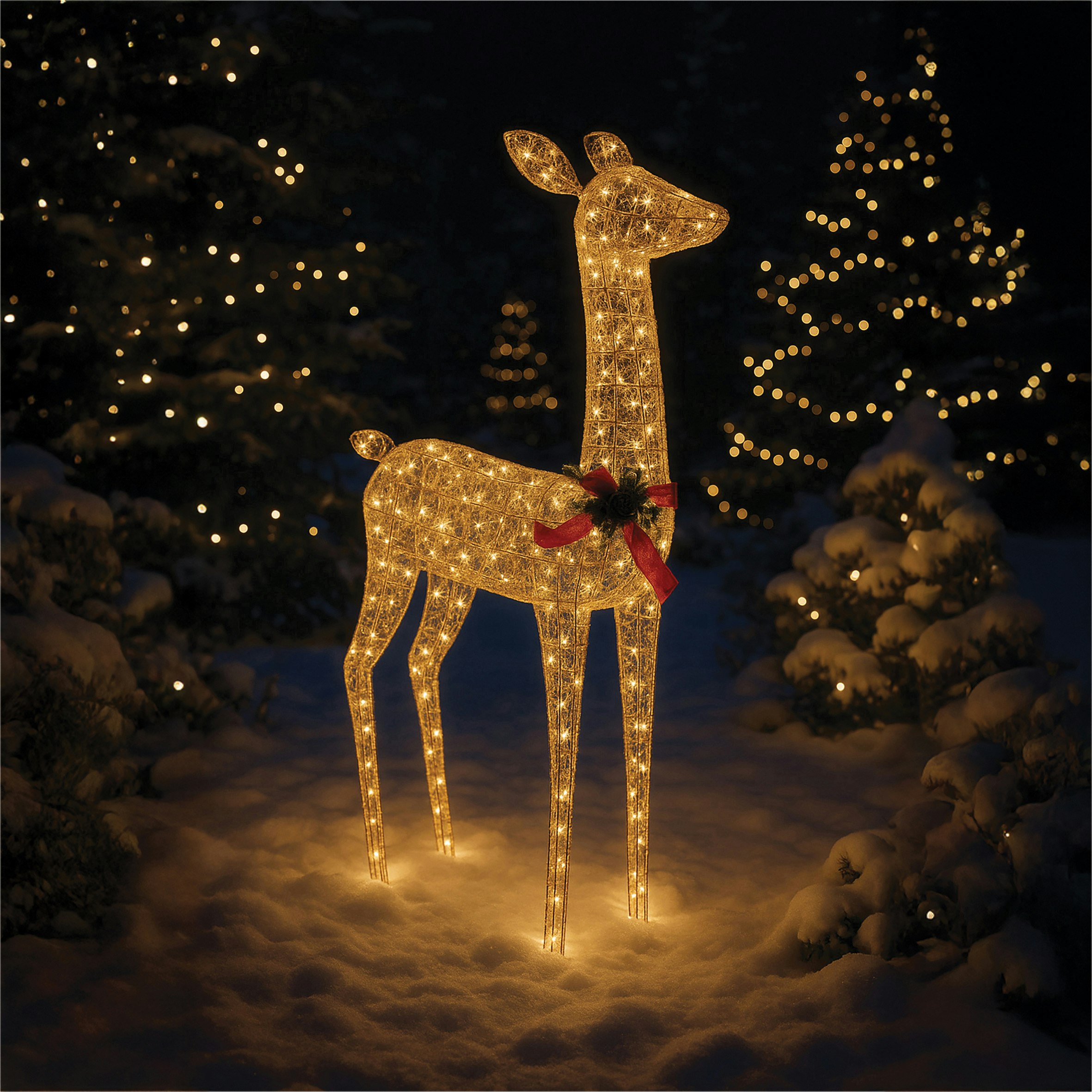 Xmas Haus Gold 107Cm Rattan Led Christmas Festive Deer