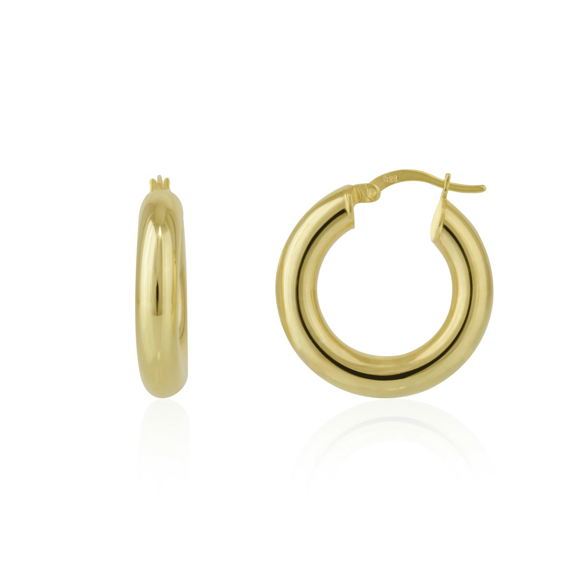 Spero London Silver/Gold Chunky Hoop Earrings In Sterling