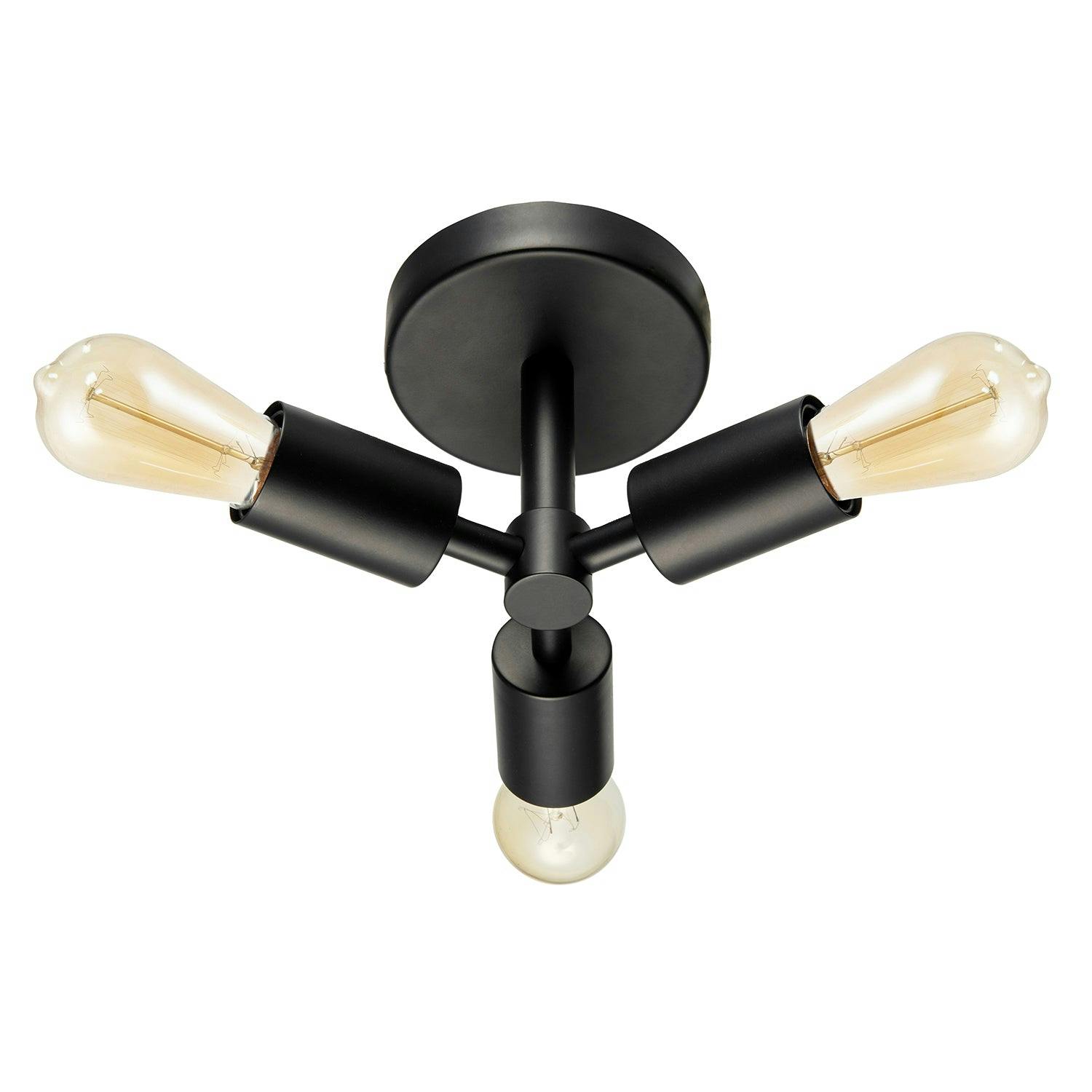 Rackhams Black/Light Industrial Matte Ceiling Fixture To Showcase Vintage Bulbs