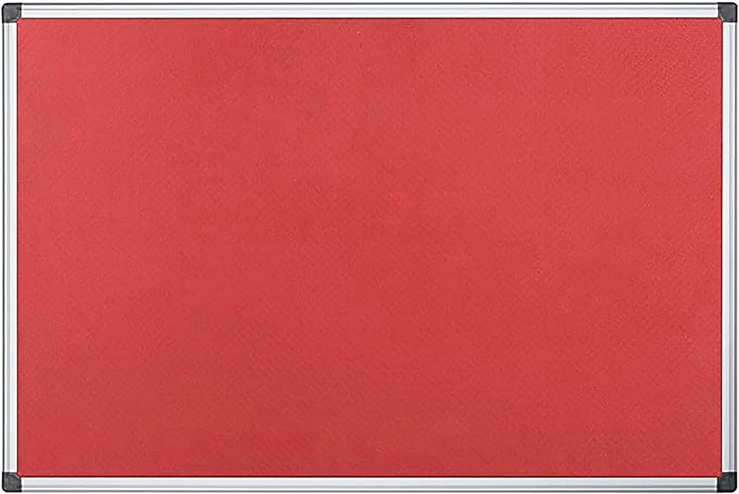 Kav Red 60 Cm X 45Cm Aluminium Frame Felt Notice Pin Board - Notice Board Bulletin Frame For Office, School, Bedroom, Memo, And Home