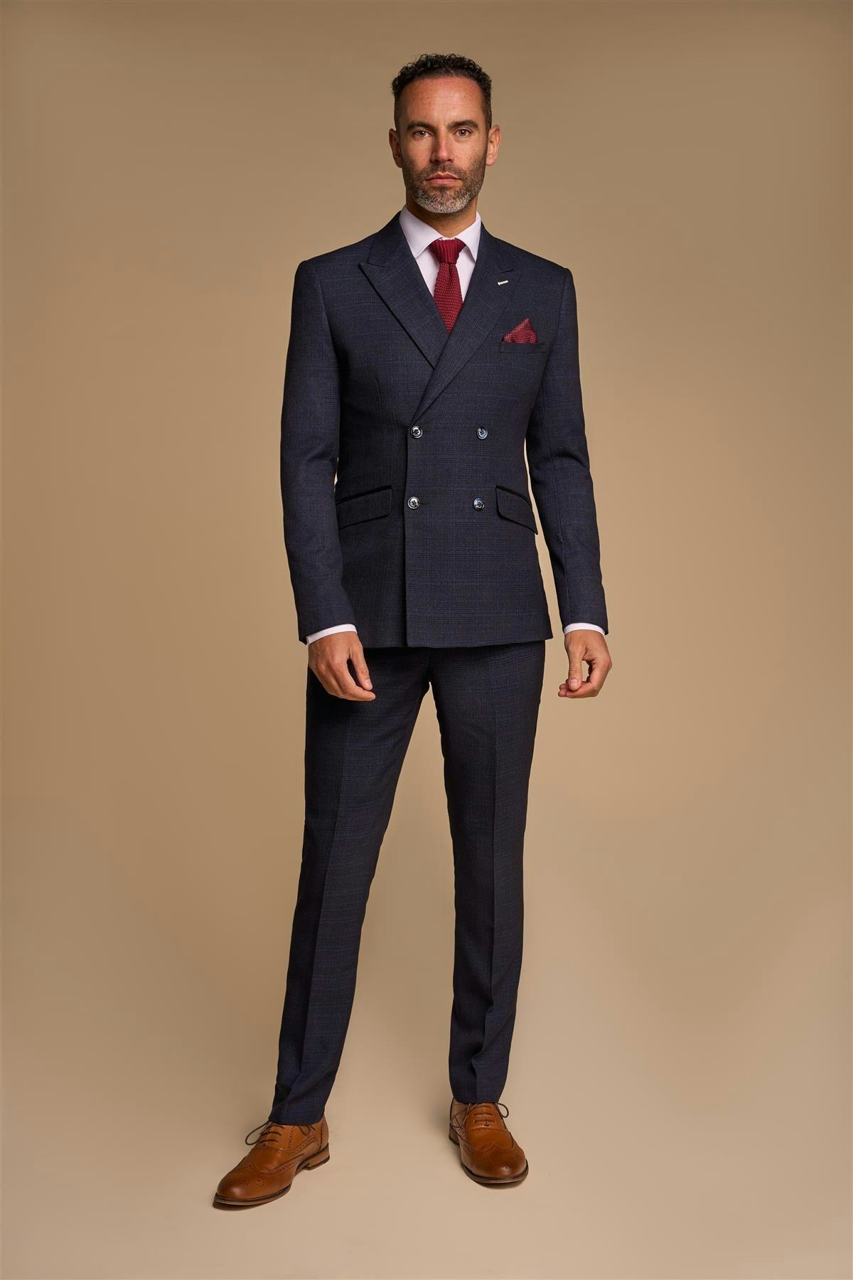 House Of Cavani Caridi Navy Double Breasted Blazer - 52 Inch Chest