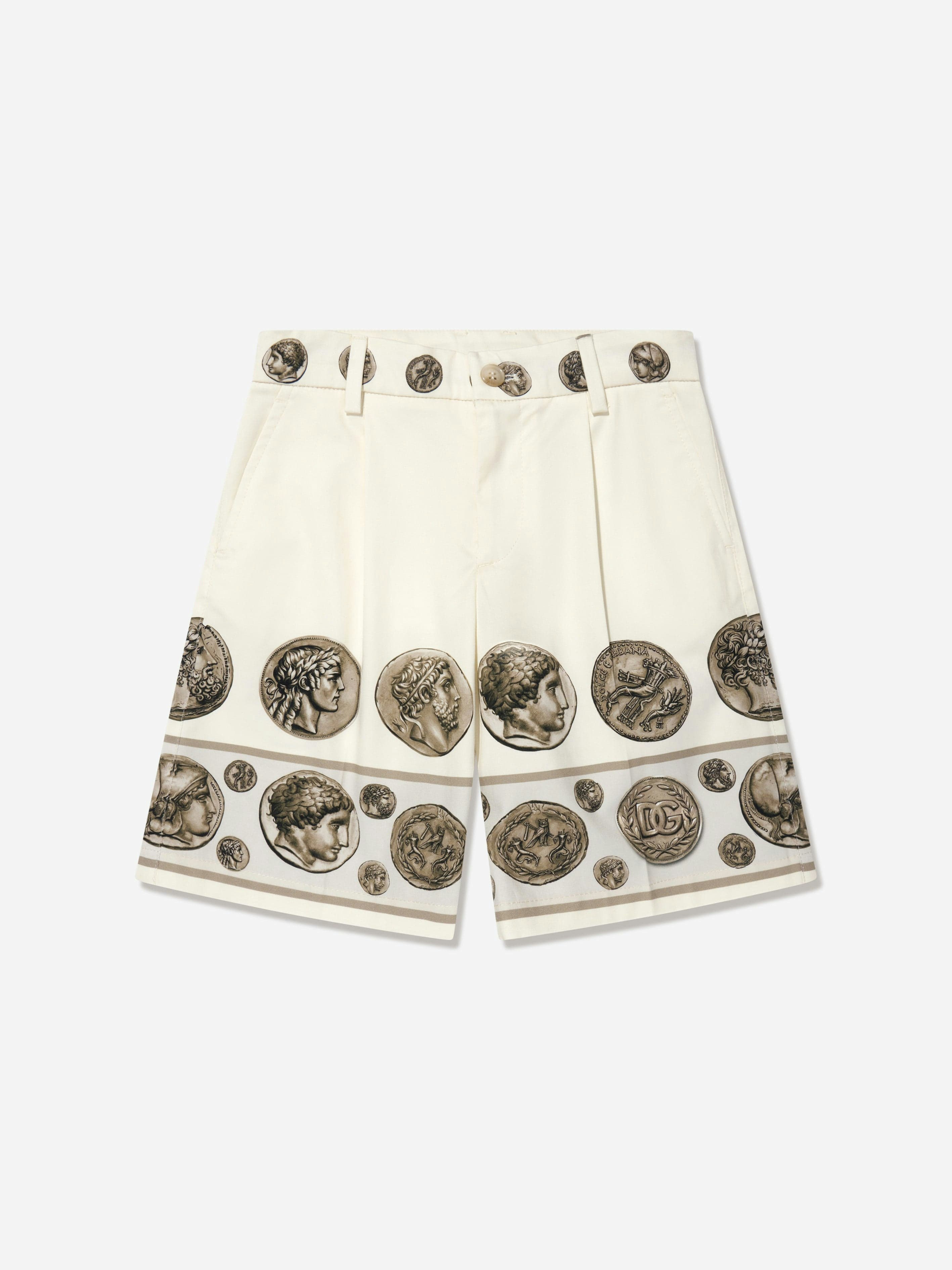 Dolce & Gabbana Kids Boys Ivory Dolce & Gabbana Bermuda Shorts In - 14 Yrs