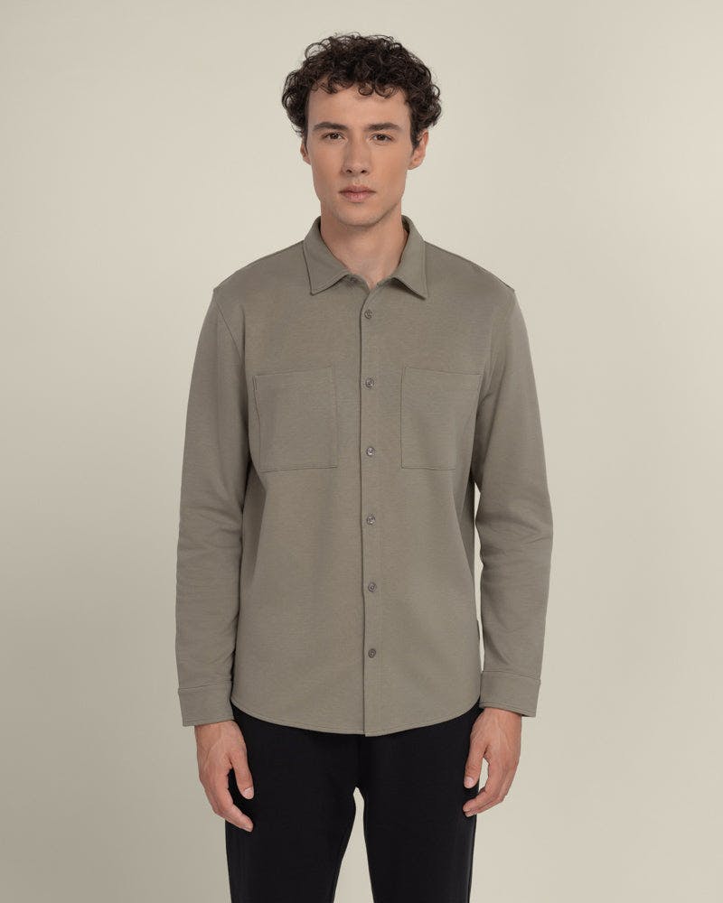 Larsson & Co Gudhjem - Interlock Jersey Long Sleeve Shirt - Stone - Xl