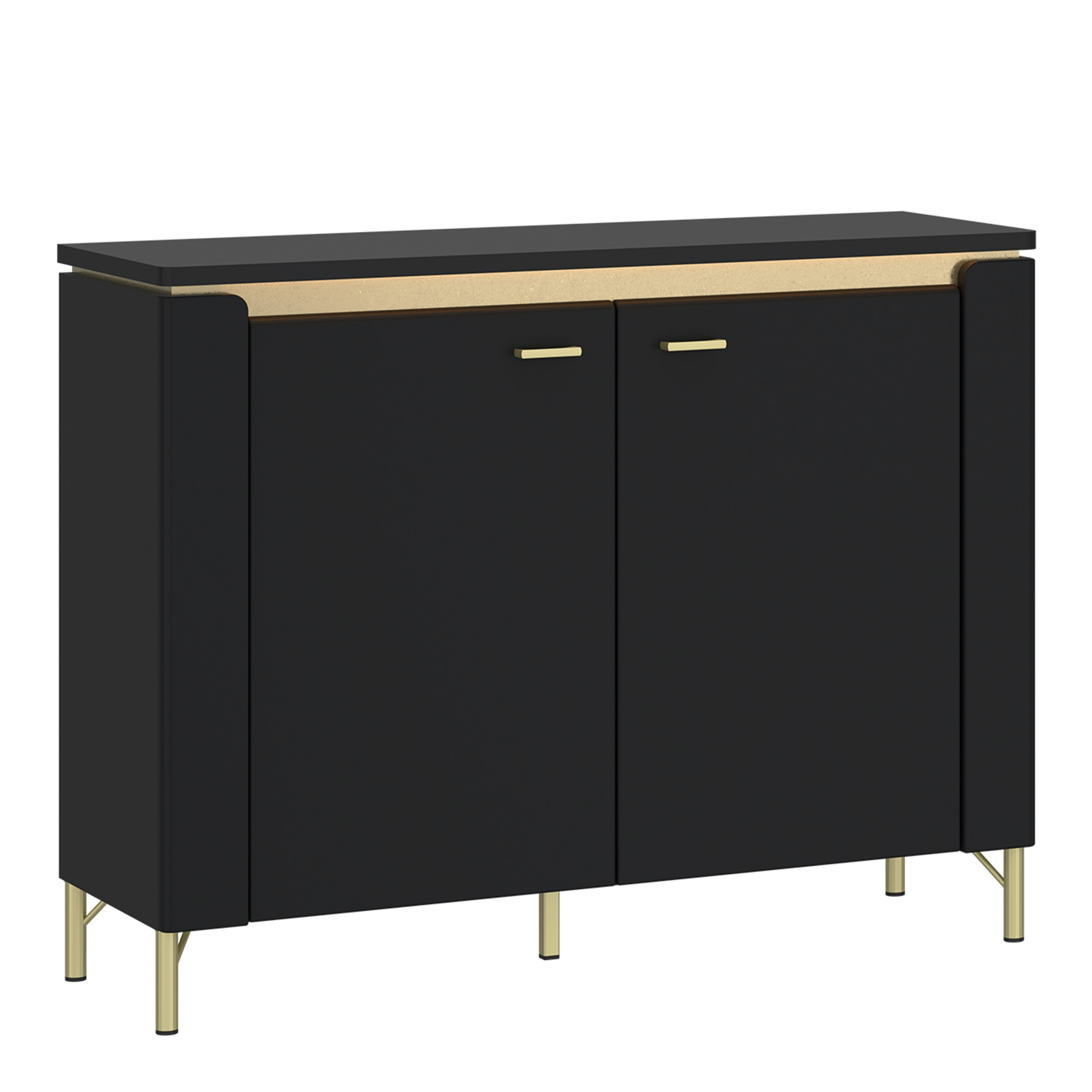 Furniture To Go Black/Gold Genoa Sideboard 2 Door In Matt/ - 110.4 - 1