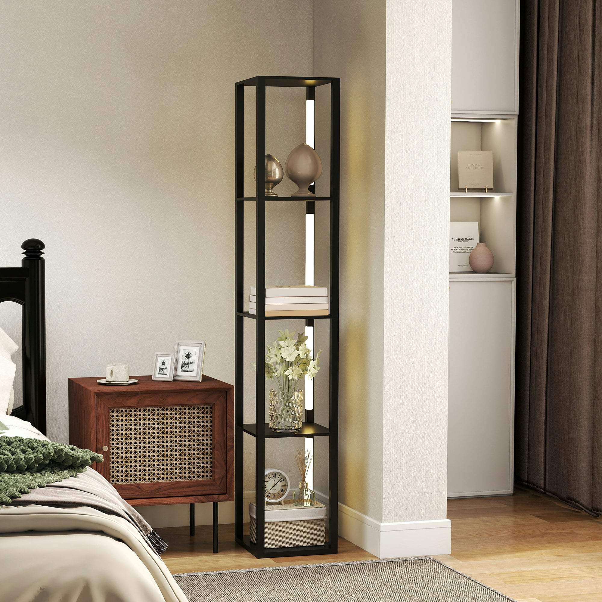 Homcom Black Floor Lamp For Living Room, Standing Lamp With Foot Switch,