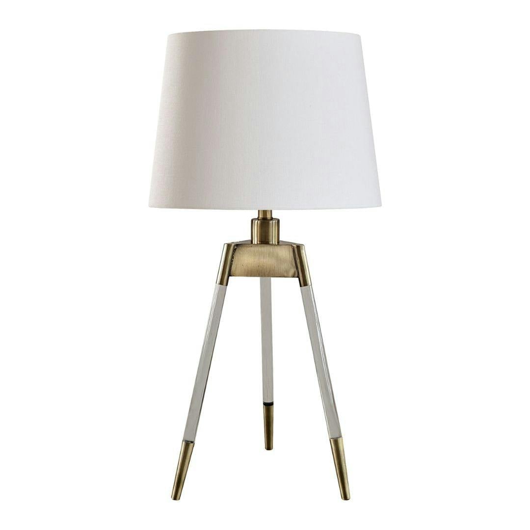 Rackhams White Sophie Antique Brass Tripod Table Lamp