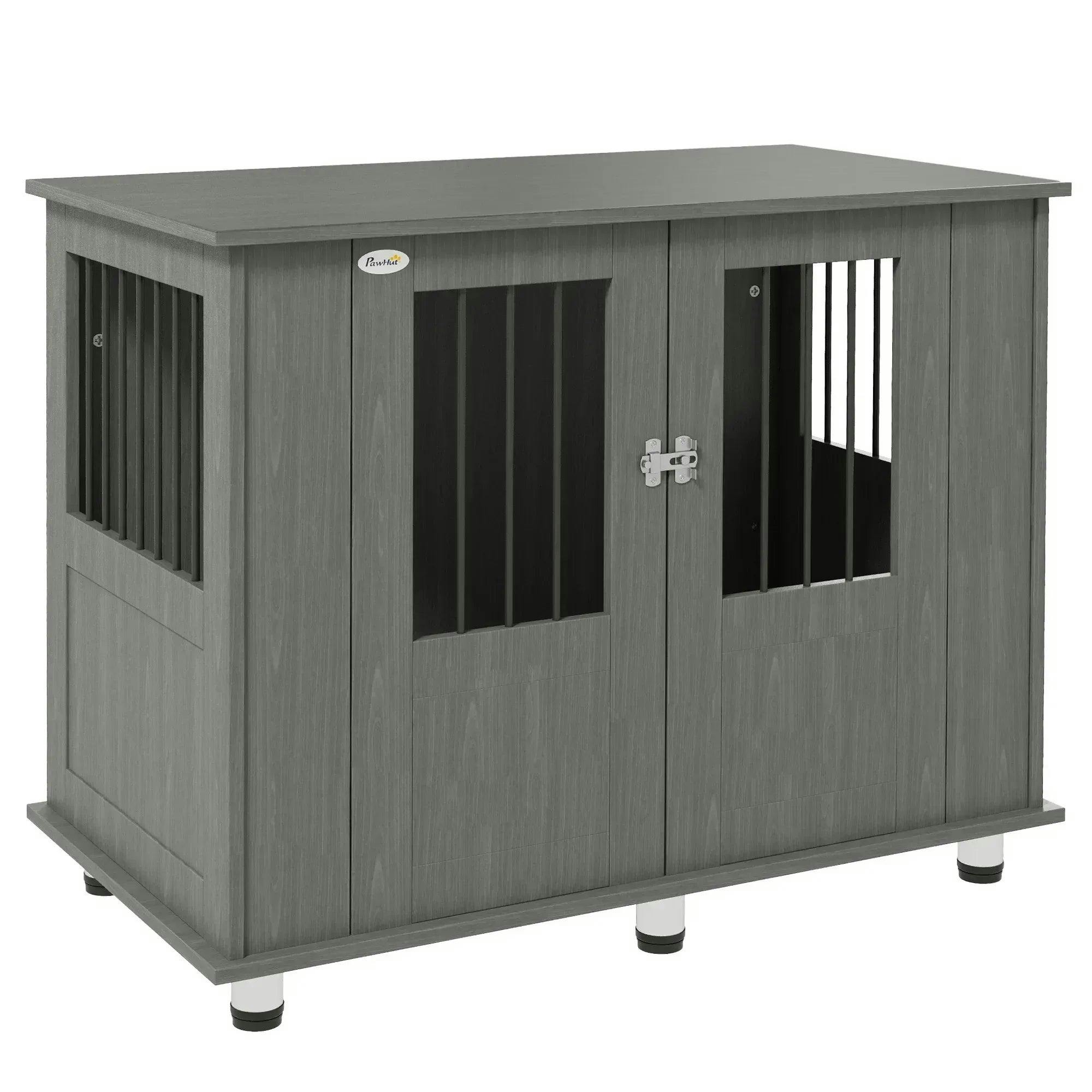 Bobobiy Grey Dog Crate Table For Medium And Large Dogs With Magnetic Door For Indoor Use, 95 X 55 X 75 Cm, - Image 5
