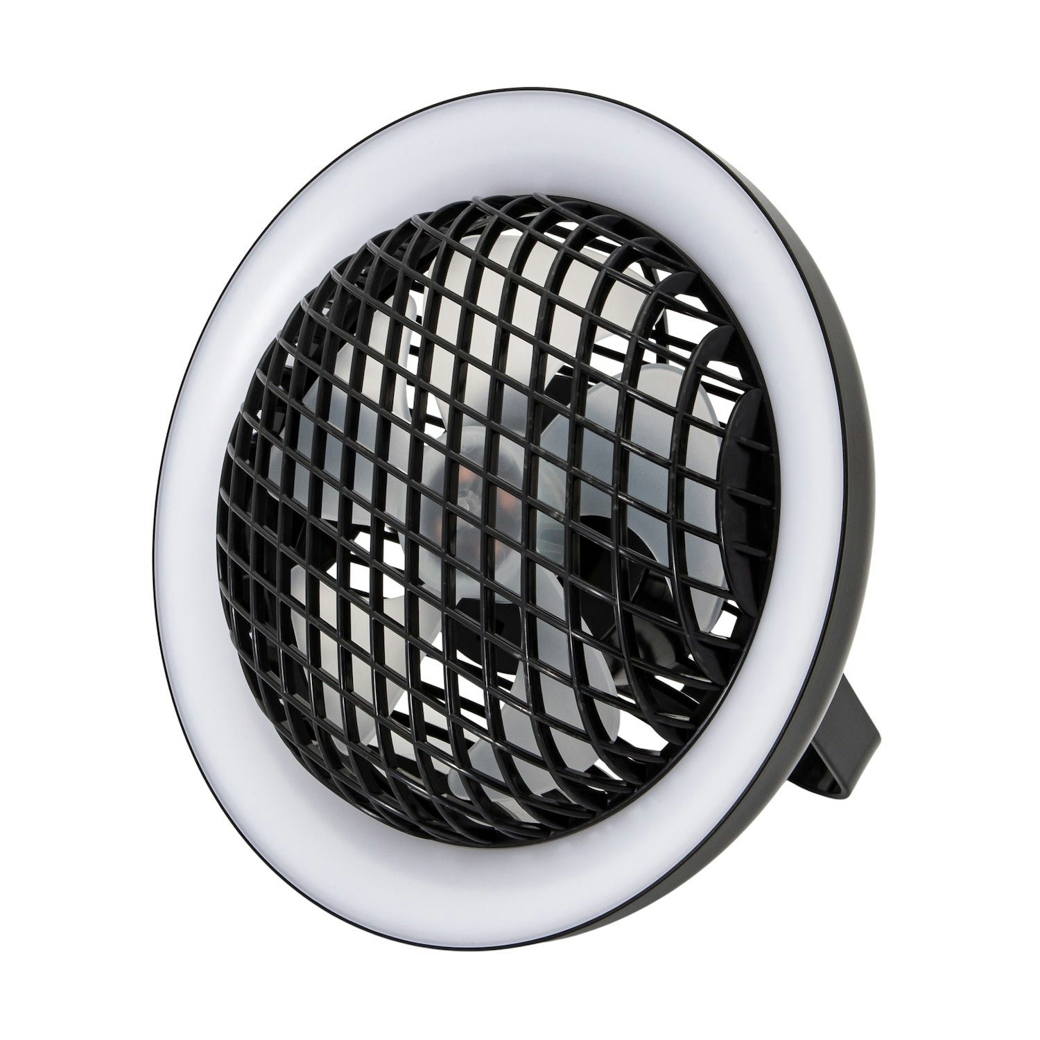 Happy Homewares Black/Light Rechargeable 3 Speed Desk Fan With Led Dimmable Ring
