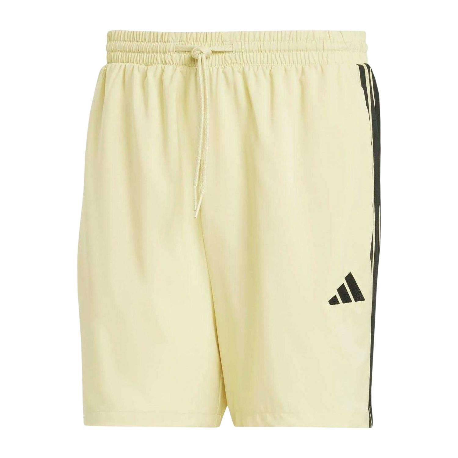Adidas Men's Yellow 3 Stripes Shorts - Powdery - S - Powdery - 100% Polyester