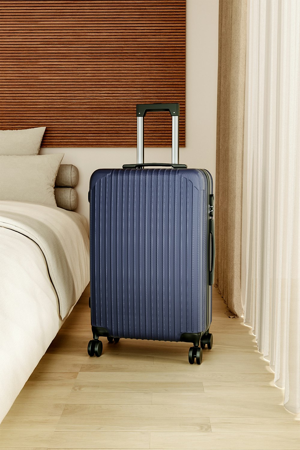 Living And Home Blue Hardshell Spinner Wheel Luggage Travel Suitcase, 24"