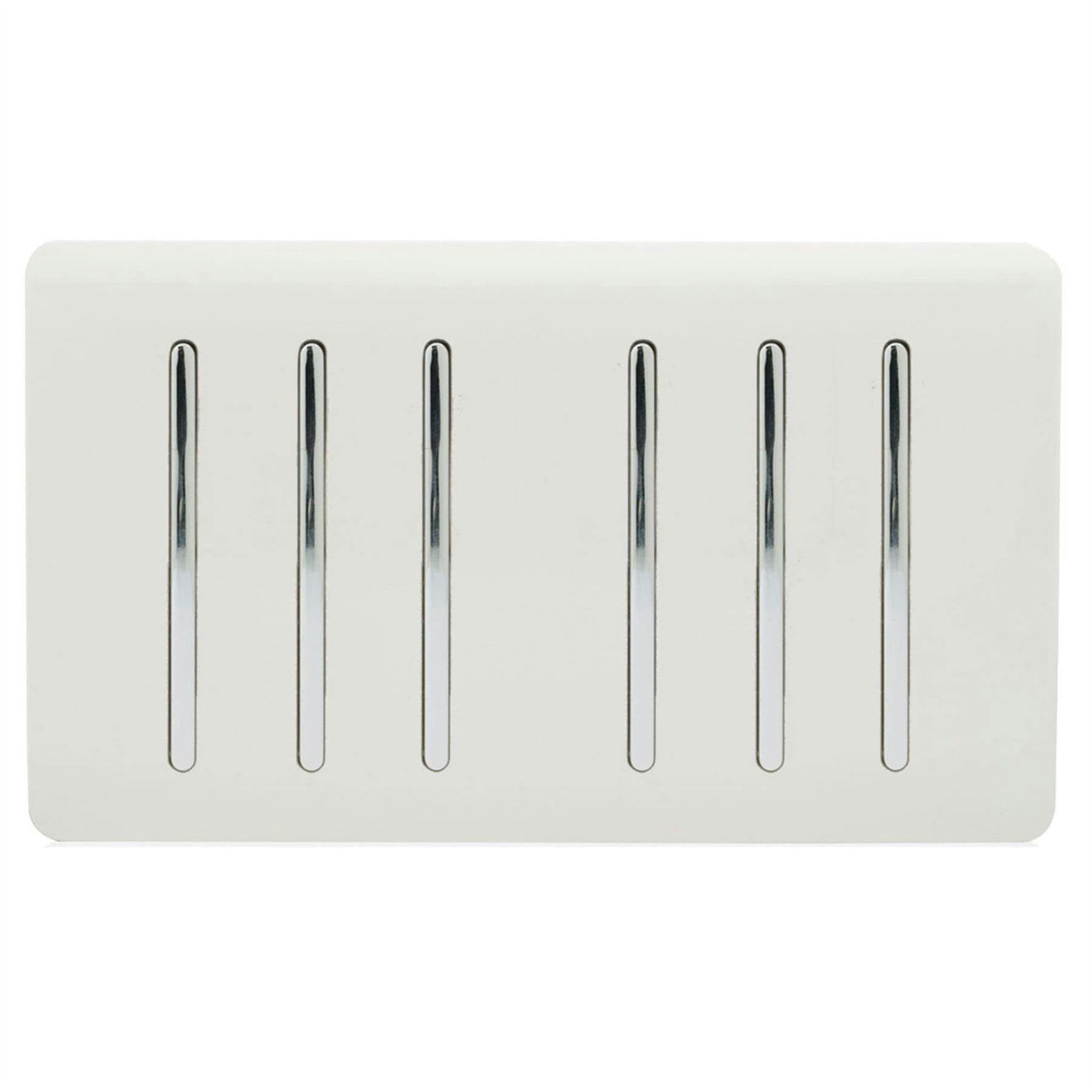 Trendi Artistic Modern Glossy 6 Gang 2 Way Rocker Double Plate Tactile Light Switch In White 7091041611785 - Image 5