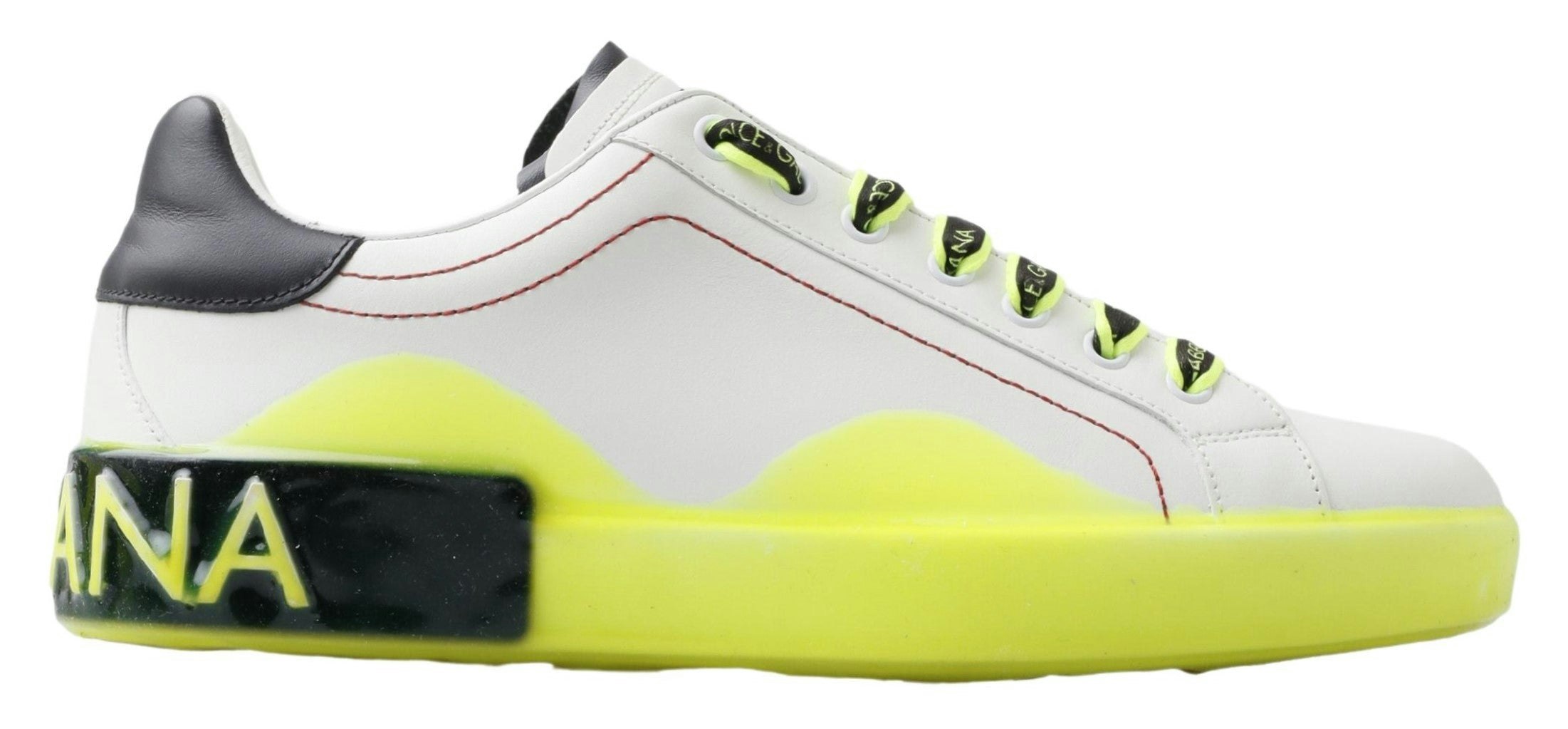 Dolce & Gabbana Women's White/Yellow Portofino Sneakers - /Neon - Size 40.5 Eu