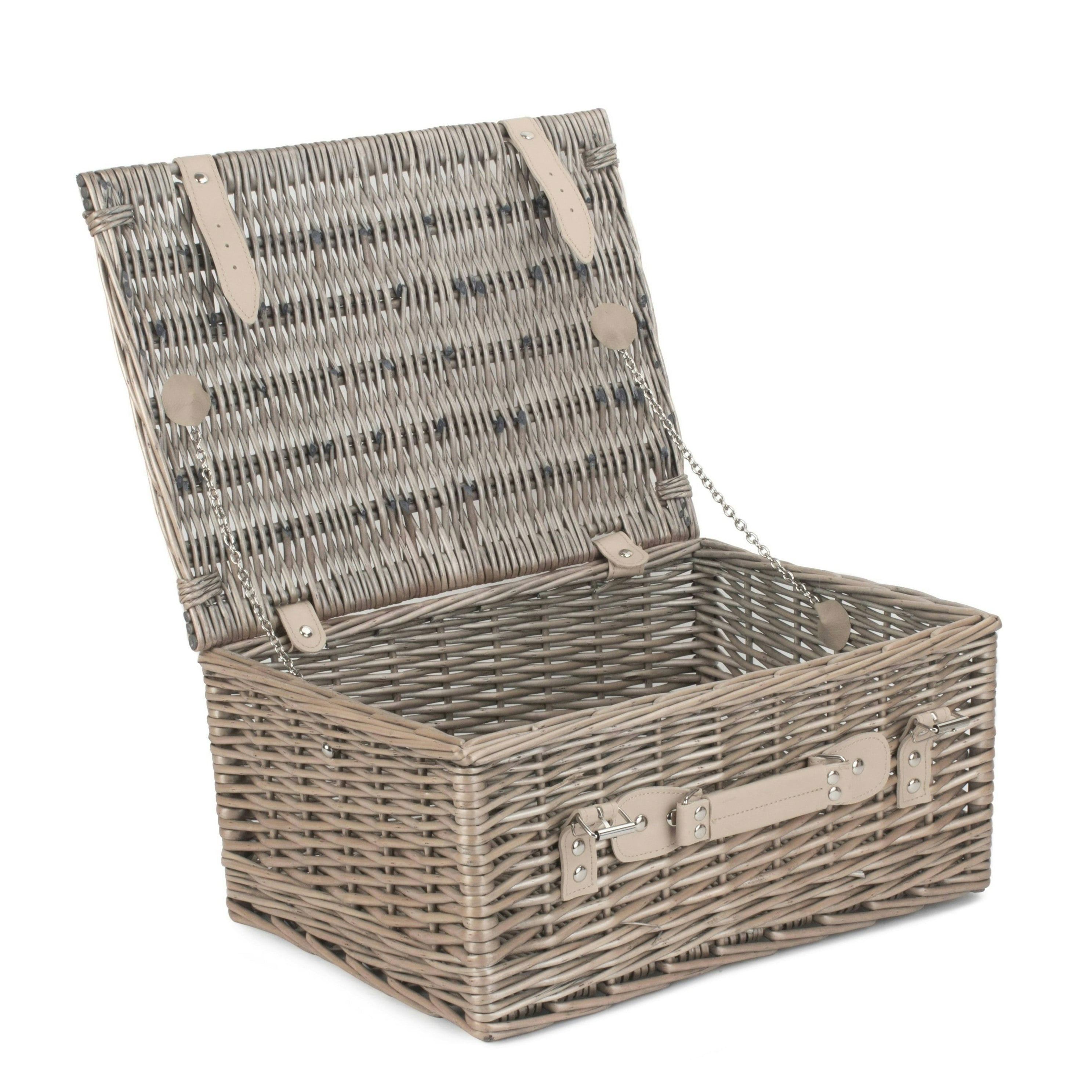 Red Hamper 41Cm Antique Wash Wicker Picnic Basket With Cotton Lining - Antique Wash