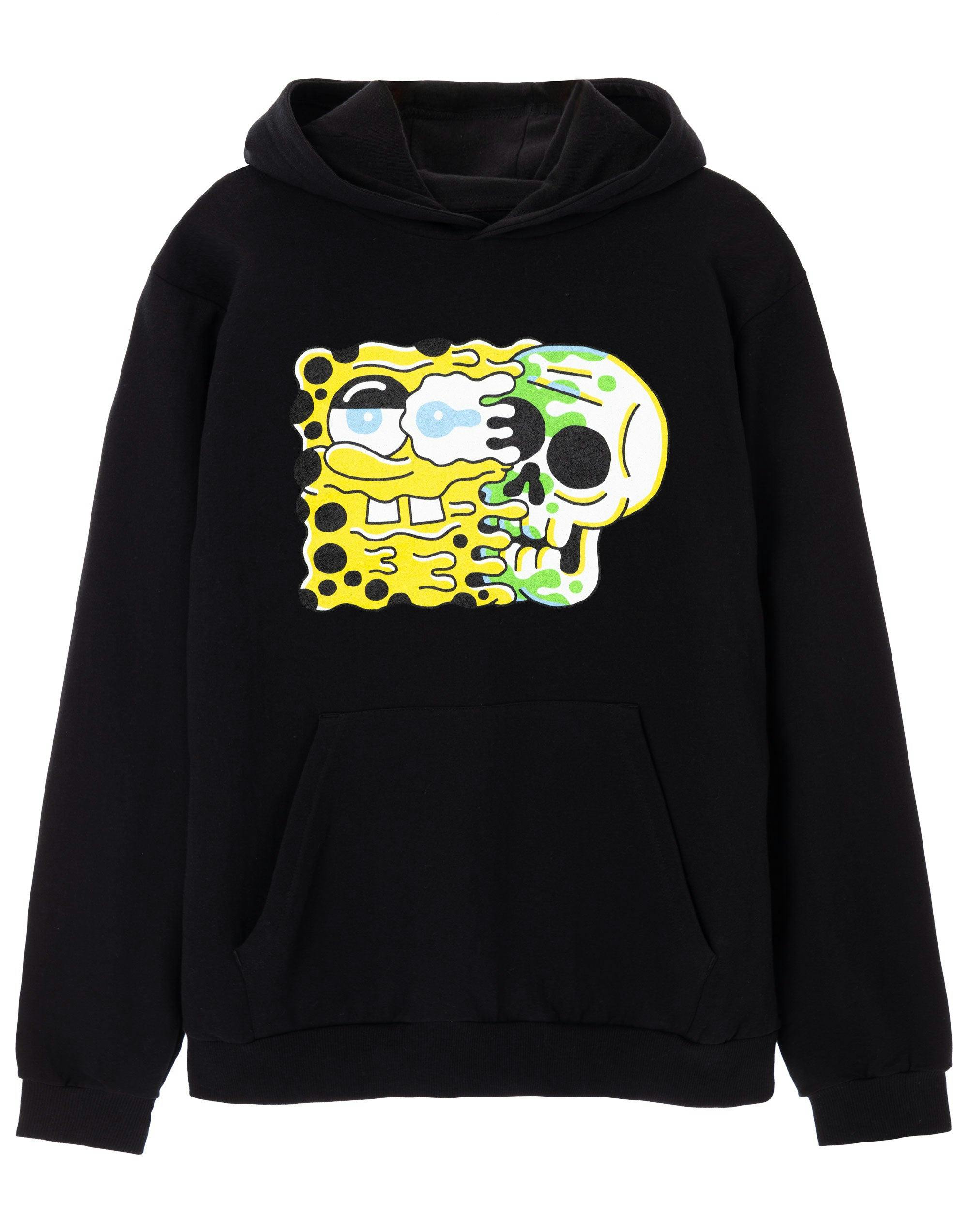 Vanilla Underground Men's Black Spongebob Squarepants Spongebob Skull Hoodie - XX-Large